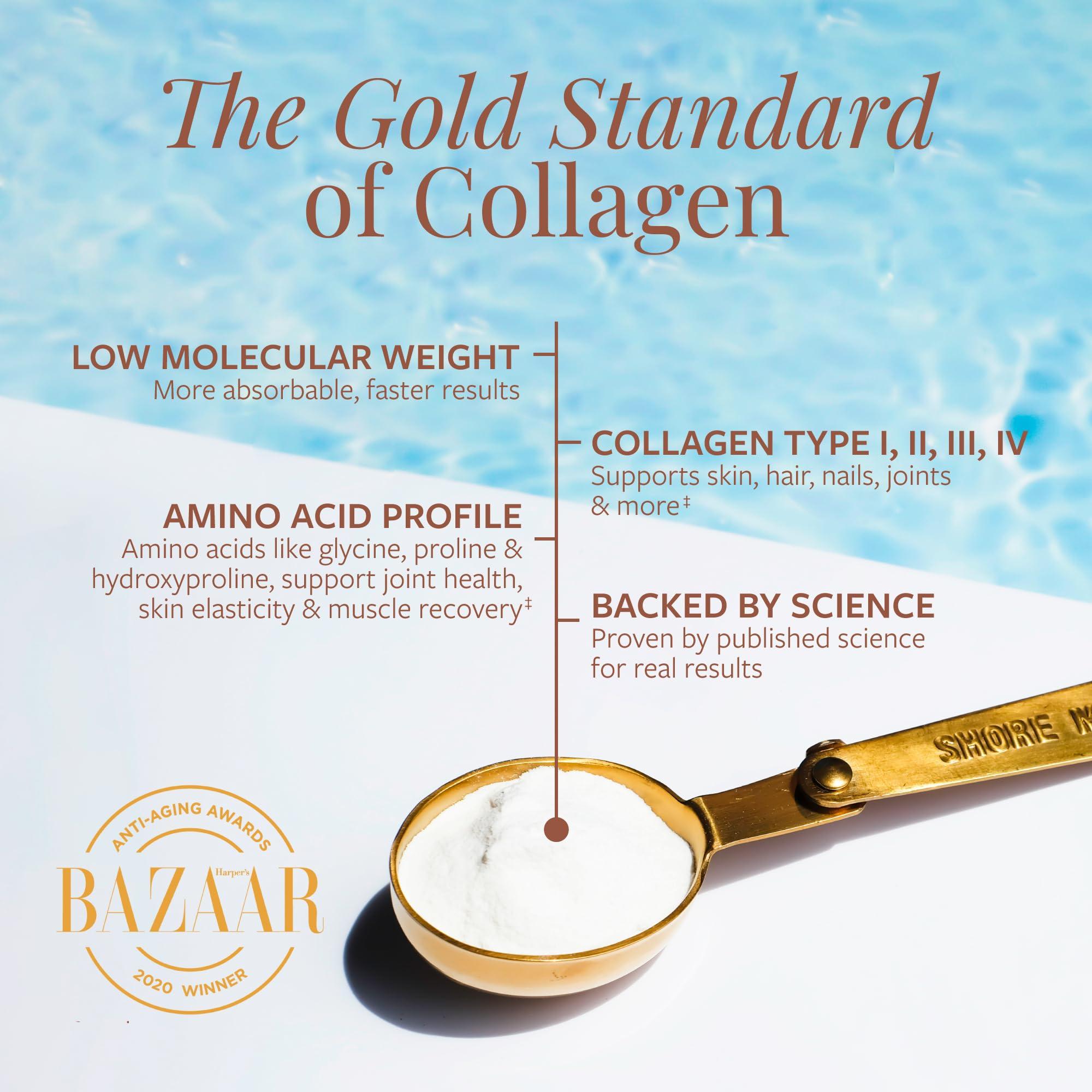 Shore Magic Shore Magic Premium Marine Collagen Powder with Type I II III and IV Hydrolyzed Peptides for Women and Men Sourced from Wild Fish, Certified Halal and Kosher Unflavored - 30 Day Supply, 300g Canister