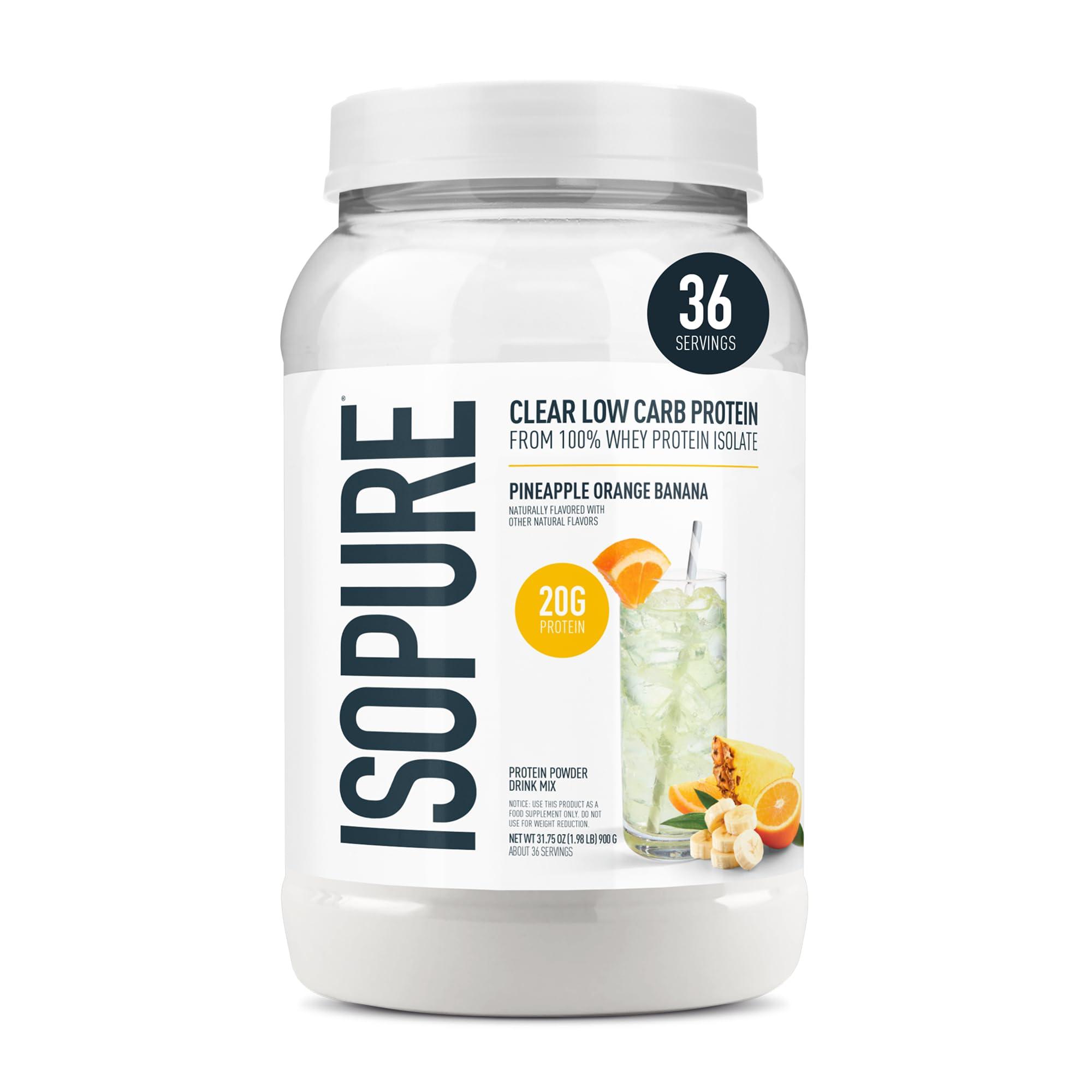 Isopure Isopure Clear Whey Isolate Protein Powder Infusions, Lactose Free, Gluten Free, Naturally Flavored, Pineapple Orange Banana, 20g Protein Per Serving, 1.9 Lb, 36 Servings