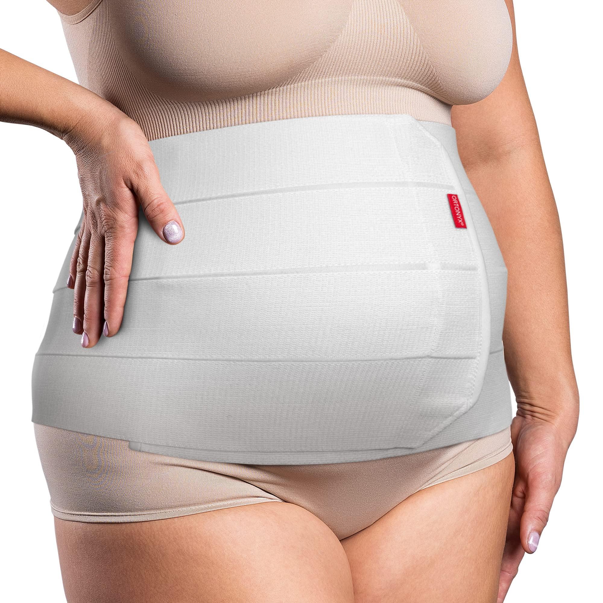 ORTONYX ORTONYX 12\" Wide Abdominal Binder for Men and Women/Postpartum Postoperative Postsurgery Belly Compression Wrap / 524012 White XL Plus Size