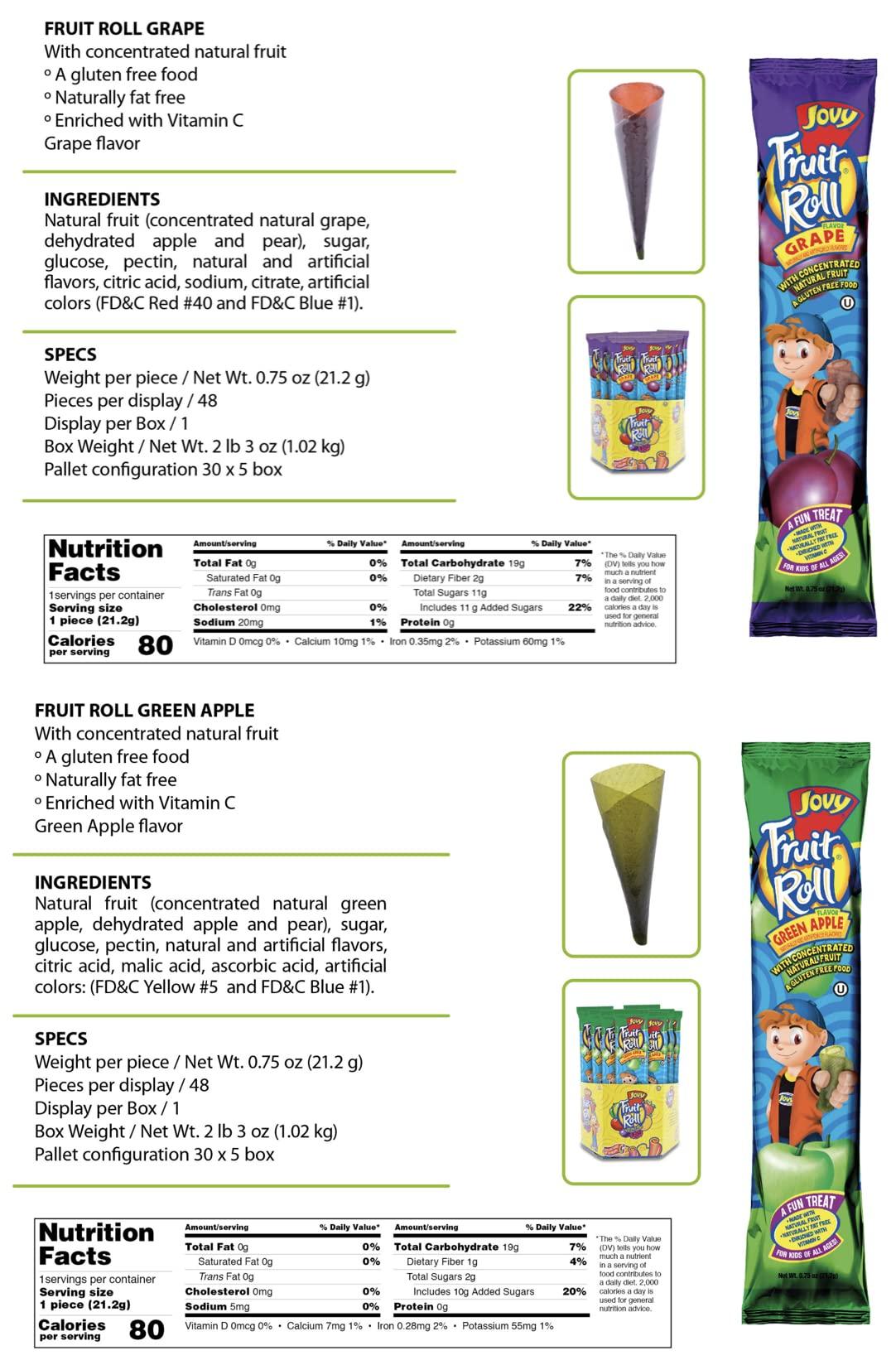 COMBO BREAKER JOVY FRUIT ROLL Variety Pack 10 Flavors - Healthy Snack Made with Natural Fruit, Fat Free, Gluten Free, Enriched with Vitamin C |20 Count, 0.75 oz each