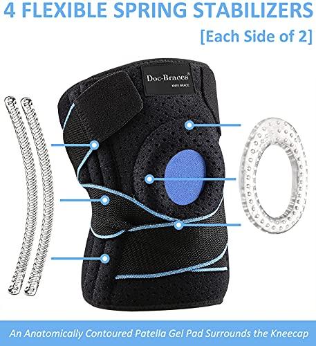 Docbraces Docbraces - Knee Brace with Side Stabilizers & Patella Gel Pads, Adjustable Compression Knee Support Braces for Knee Pain, Meniscus Tear,ACL,MCL,Arthritis, Joint Pain Relief,Injury Recovery