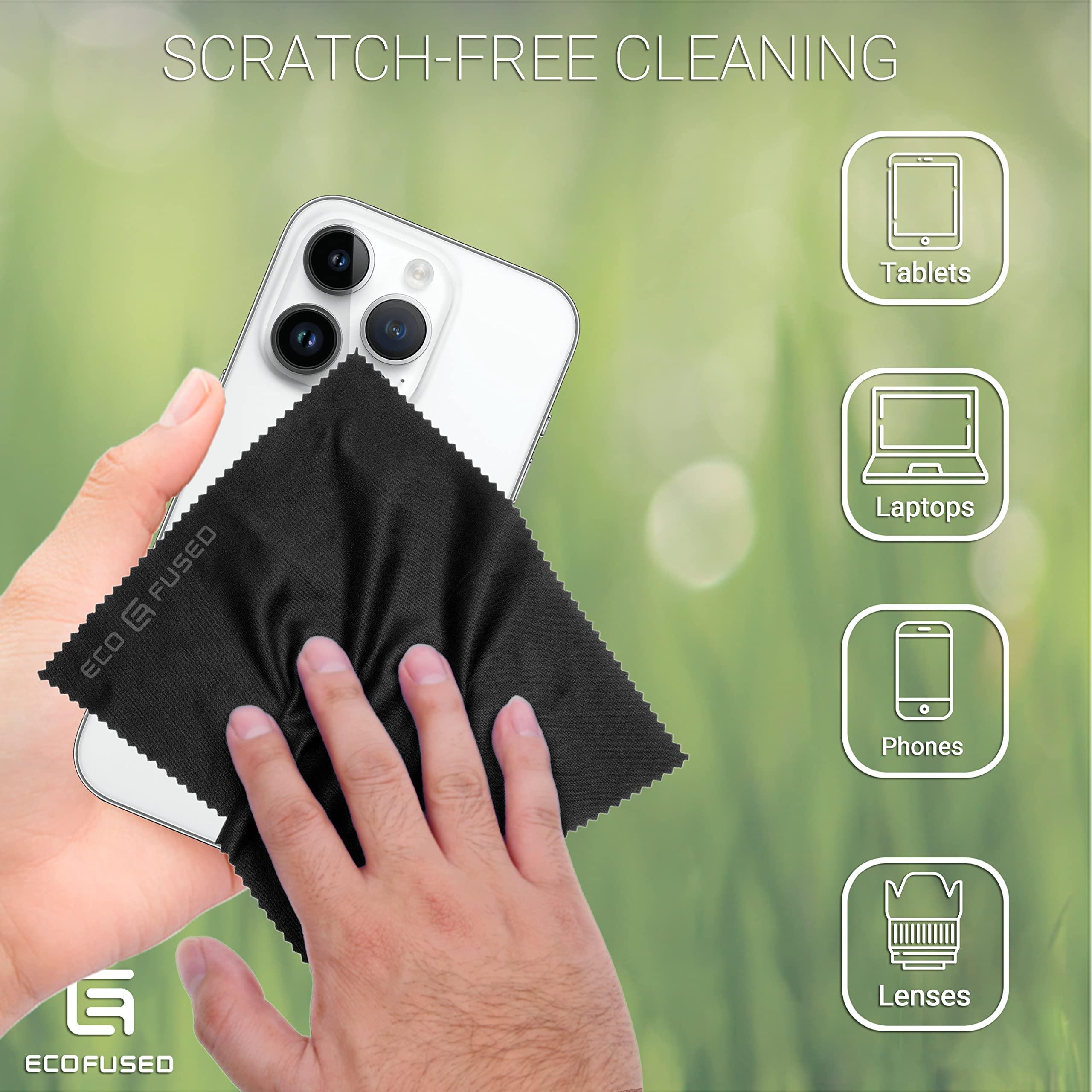 ECO-FUSED Eco-Fused Microfiber Cleaning Cloth - 6 x 7 Black/Grey Microfiber Cloth with White Cleaning Cloth - 12 Pack Microfiber Cleaning Cloth for Glasses & Camera Lens