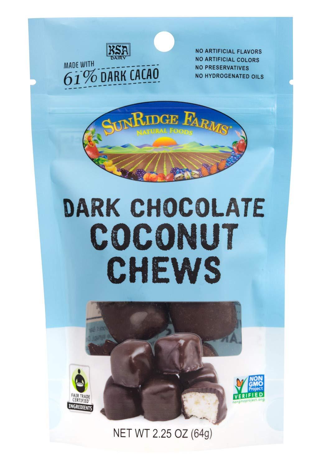 SunRidge Farms Sunridge Farms Cocoa Fair Trade Dark Chocolate Coconut Chews, Non-GMO, 2.25 Ounce (Pack of 8)
