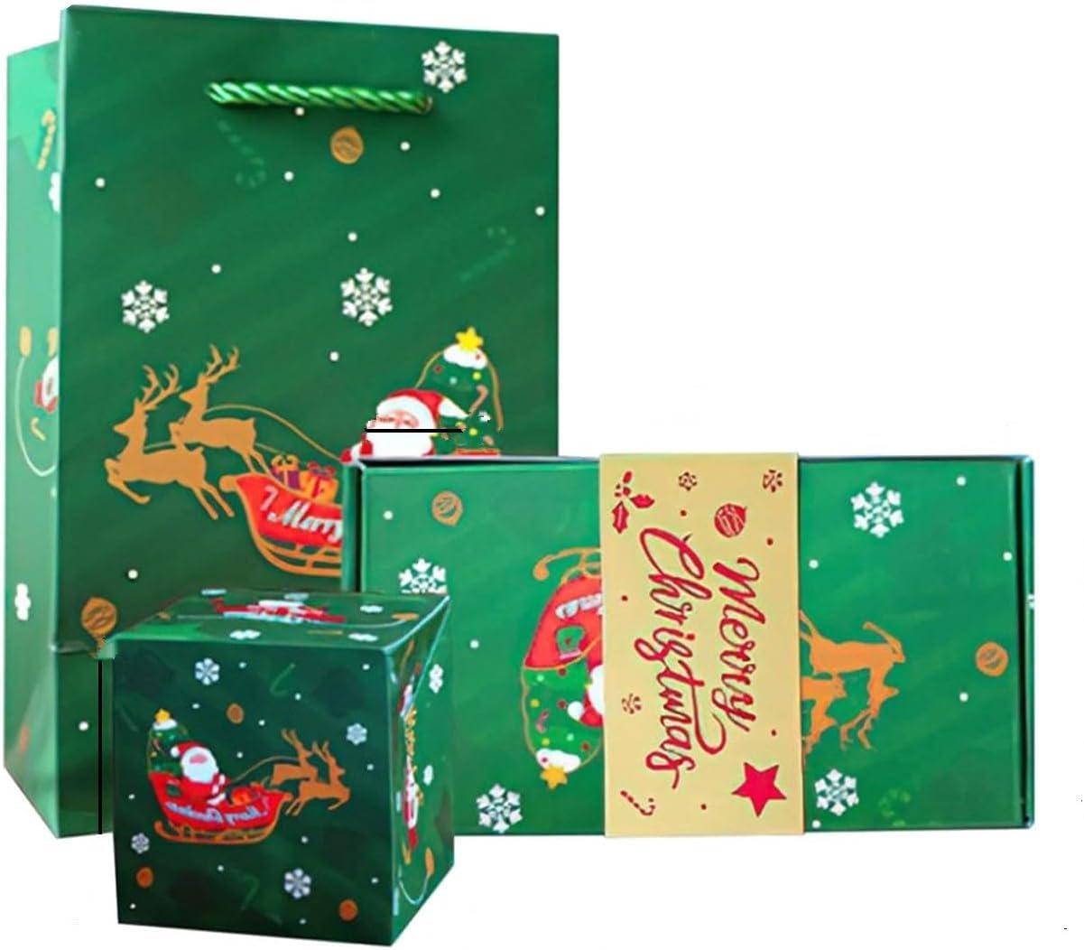 ZHISHILIUMAN Surprise Box Gift Box for Money, Merry Christmas Surprise Gift Boxes, Folding Bouncing Pop-Up Explosion Gift Box, Gifts Boxes for Christmas Birthday Anniversary Valentine Proposal (Green-12pc)