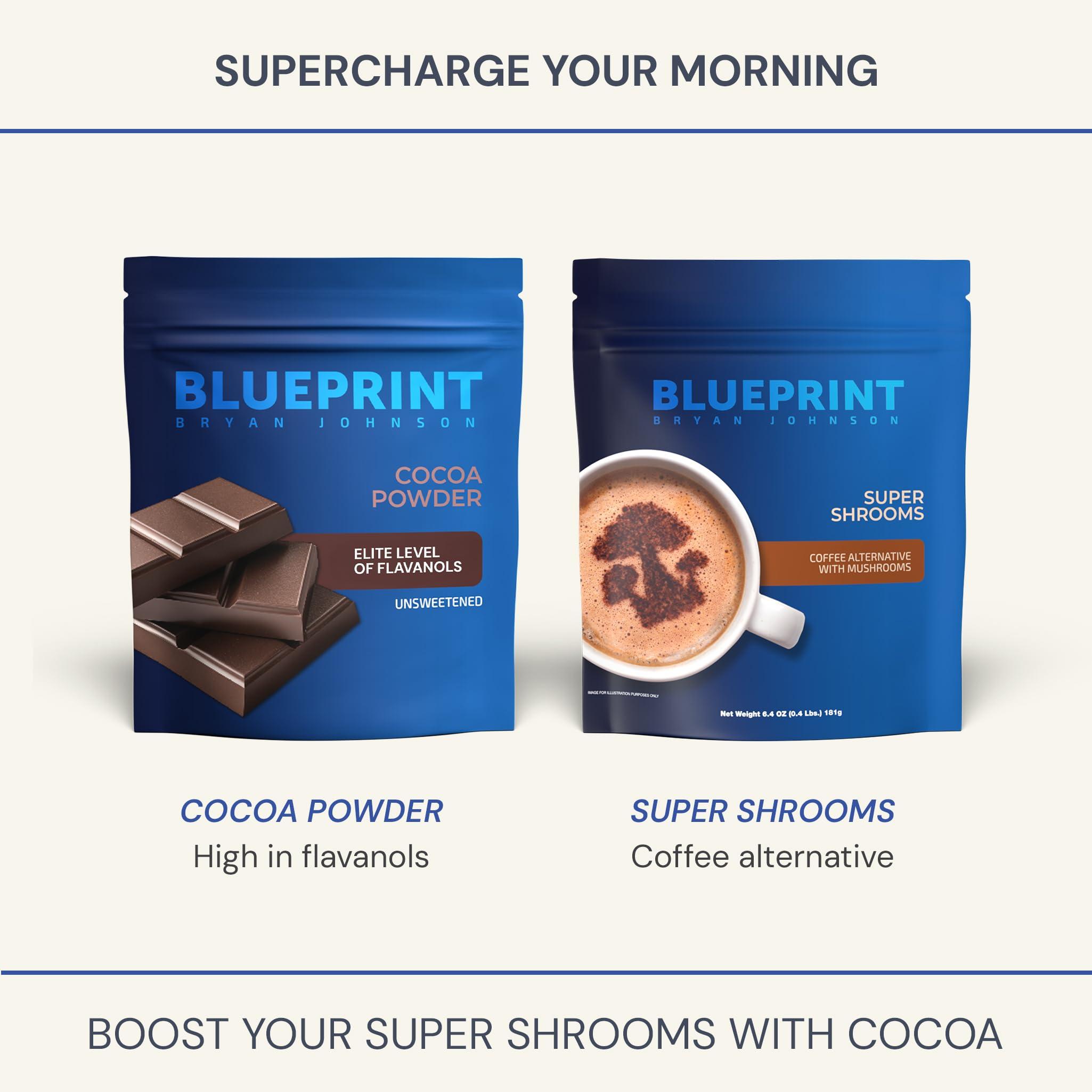 Blueprint Bryan Johnson Blueprint Bryan Johnson Non Dairy Cocoa Powder - 7.5% Flavanols, 100% Pure Cocoa, Low Fat Unsweetened Cocoa, Undutched, Keto Friendly, Great for Baking & Cooking, Tested for Heavy Metals (12 Ounces)