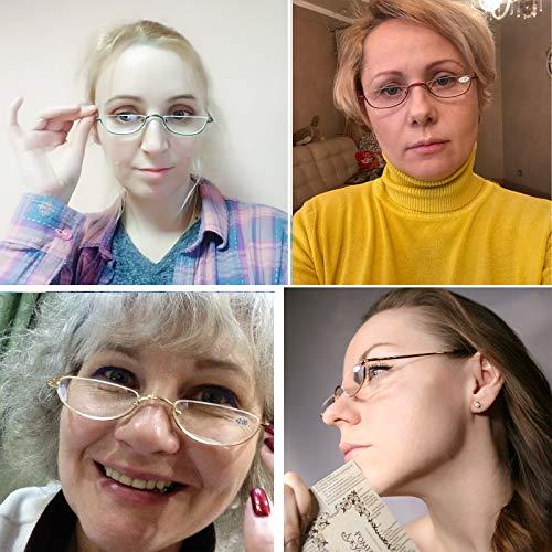 Fuaisi Fuaisi Vintage Alloy Half Moon Classic Reading Glasses Men And Women Half Frame Slim Glasses (Gold, 350)