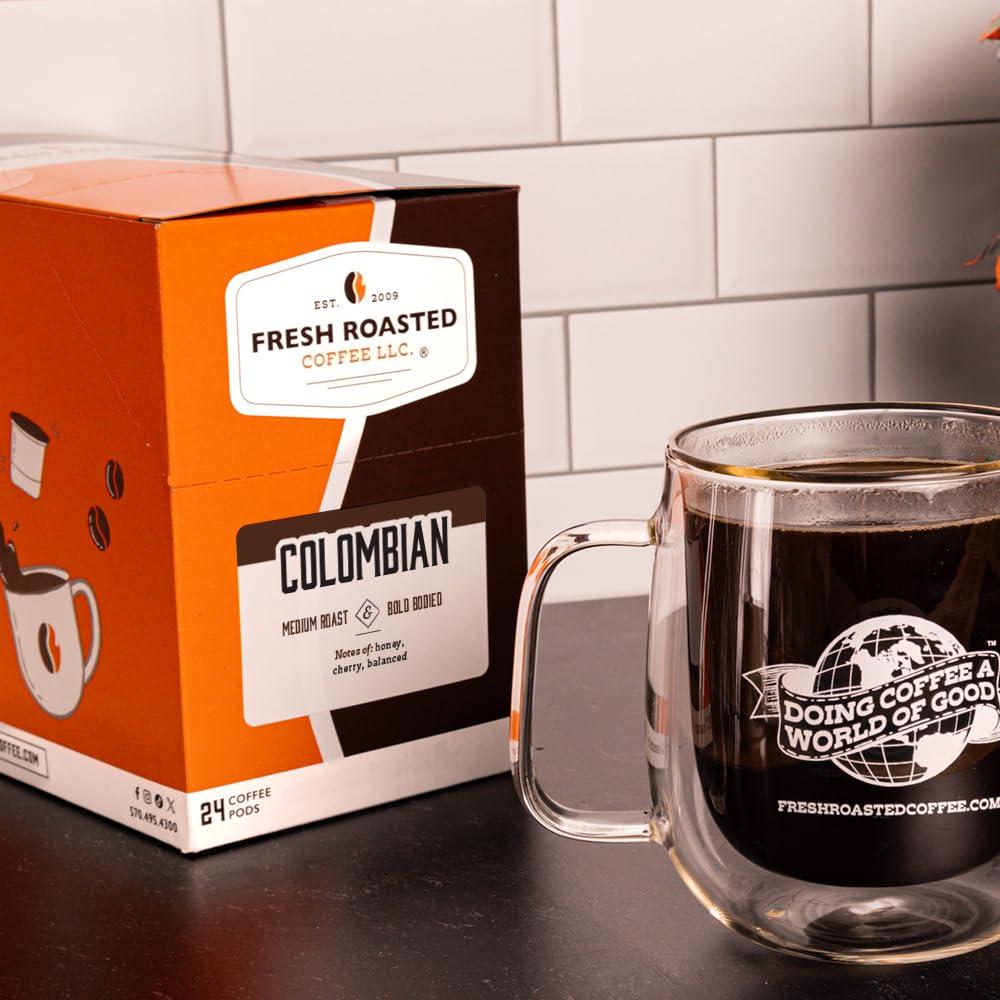 Fresh Roasted Coffee Fresh Roasted Coffee, Colombian, Medium Roast, 96 Pods for K Cup Brewers
