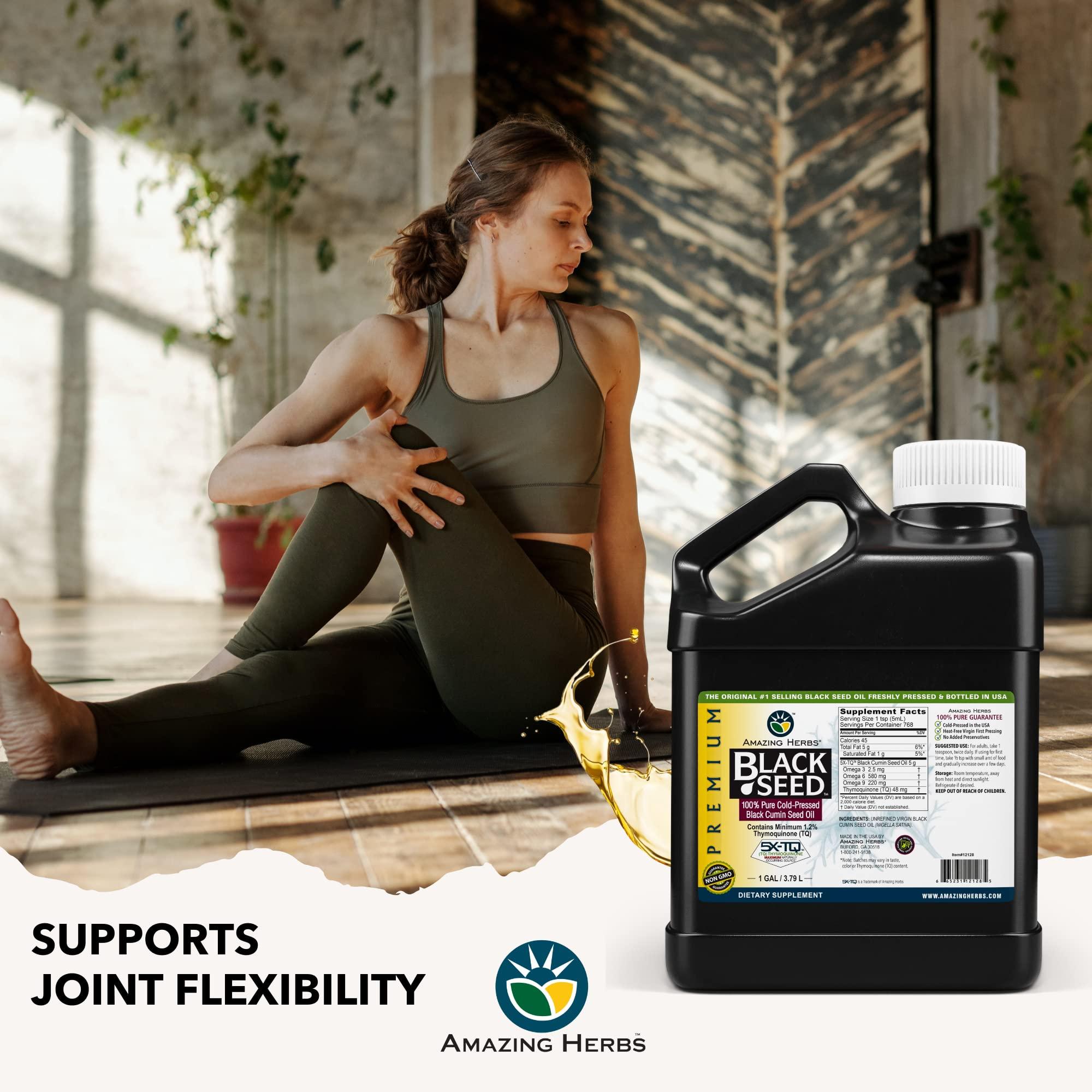 Amazing Herbs Amazing Herbs Premium Black Seed Oil - Gluten Free, Non GMO, Cold Pressed Nigella Sativa Aids in Digestive Health, Immune Support, Brain Function - 128 Fl Oz