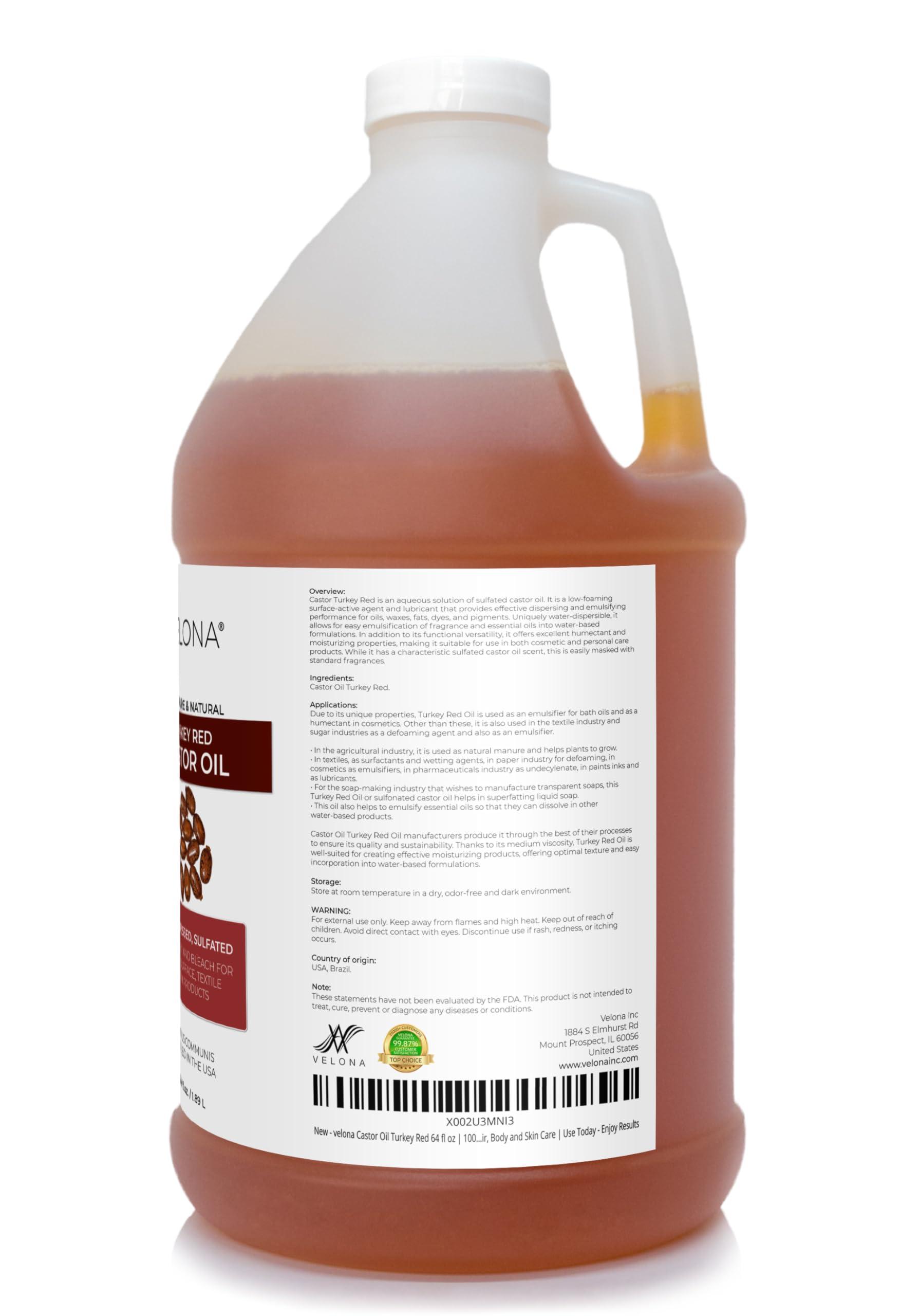 velona velona Castor Oil Turkey Red 64 oz | 100% Pure and Natural Carrier Oil | Cold Pressed | Hair, Body and Skin Care | Use Today - Enjoy Results
