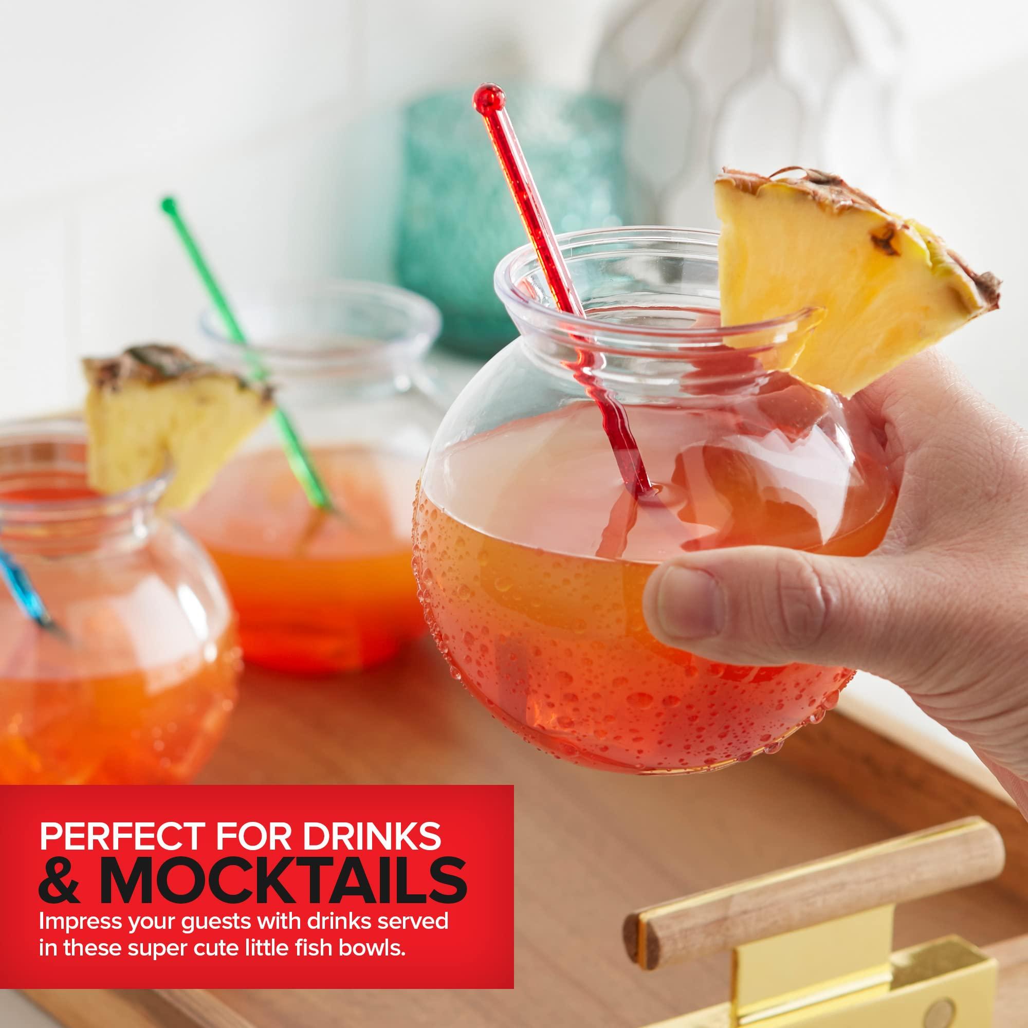 Stock Your Home Small Round Plastic Fish Bowls for Parties (6 Pack) 16 oz Clear Mini Drink Bowl, Shatterproof Fishbowl Glasses for Drinks, Centerpieces, Decorations, Goldfish Pond Carnival Game, Centerpiece Vases