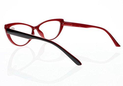 Newsight Women Rhinestone Cat Eye Sexy Vintage Style Clear Lens Reading Glasses Red Black (Red, 3.00)