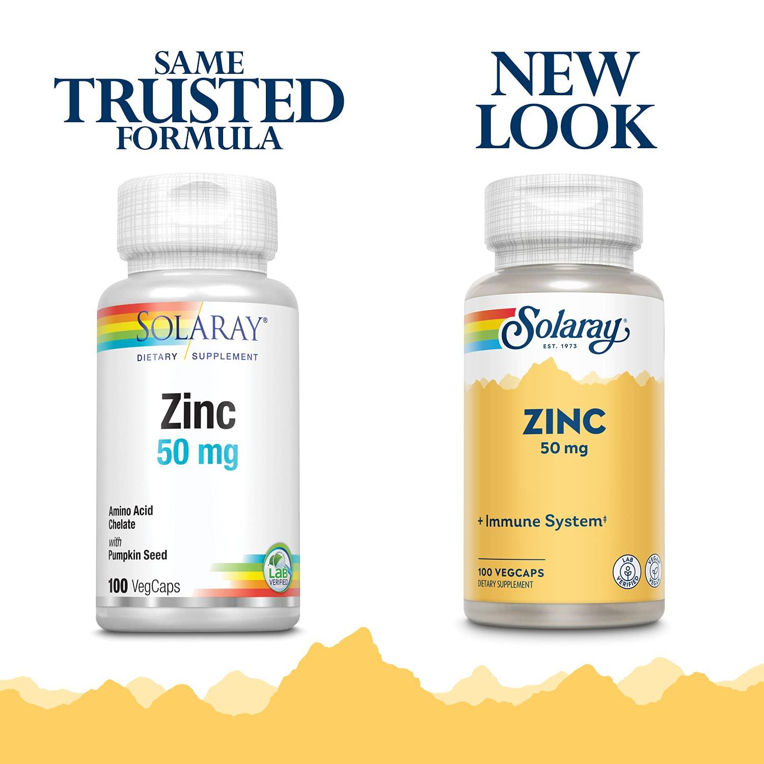 SOLARAY Zinc 50mg Solaray 100 Veg Cap - Pack of 3