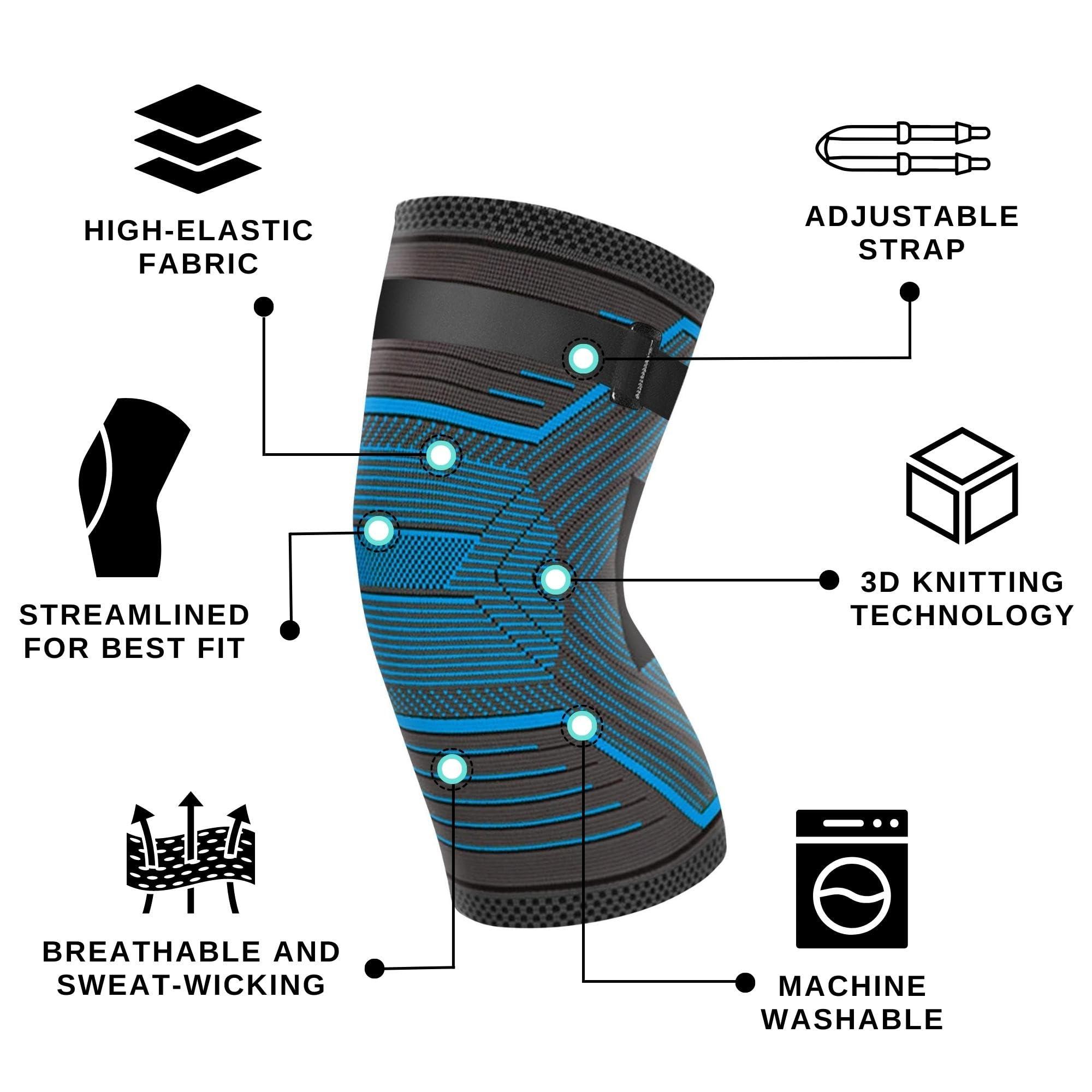 DCF DCF Compression Knee Sleeve with Adjustable Strap (1-Pack) (Small, Blue)