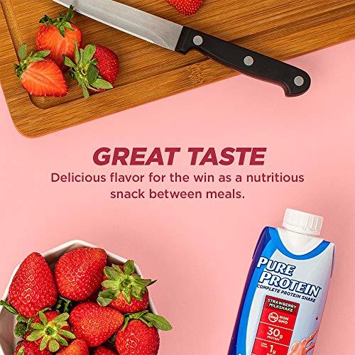 Pure Protein Pure Protein Shake, Strawberry, 30g Protein, 11 FL Oz, 4 Ct (Pack of 1)