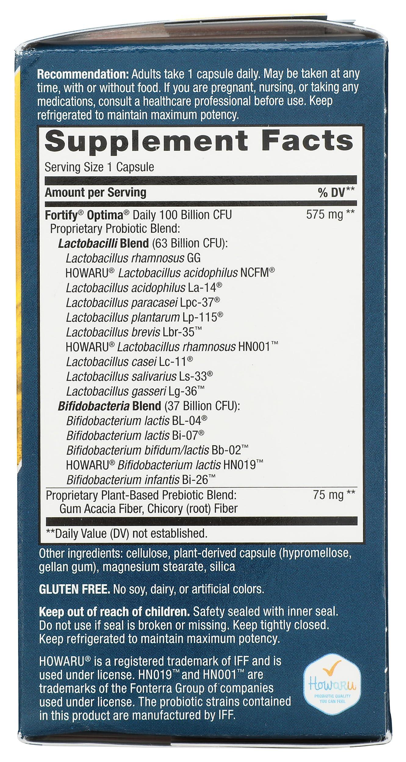 Nature's Way Nature's Way Natures Way Fortify Optima Daily Probiotic, 100 Billion, 15 Strains, Prebiotic, 30 Capsules, 30 Count