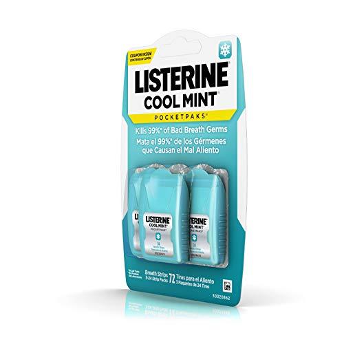 Listerine Listerine Cool Mint Pocketpaks Breath Strips Kills Bad Breath Germs, 24-Strip Pack, 3 Pack