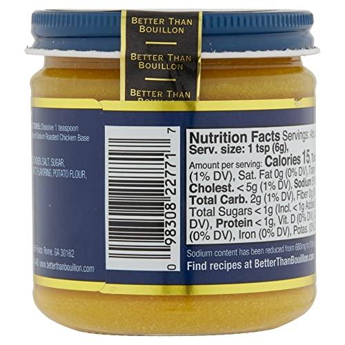 Better Than Bouillon Better Than Bouillon Reduced Sodium Roasted Chicken Base, Made with Seasoned Roasted Chicken & Less Sodium, 38 Servings Per Jar 8 Ounce (Pack of 2)