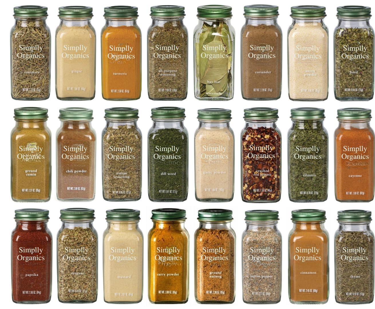 Veher Simply Organic Herbs, Spices and Seasonings Assorted Variety Sampler Gift Set - By Veher (24-Pack)