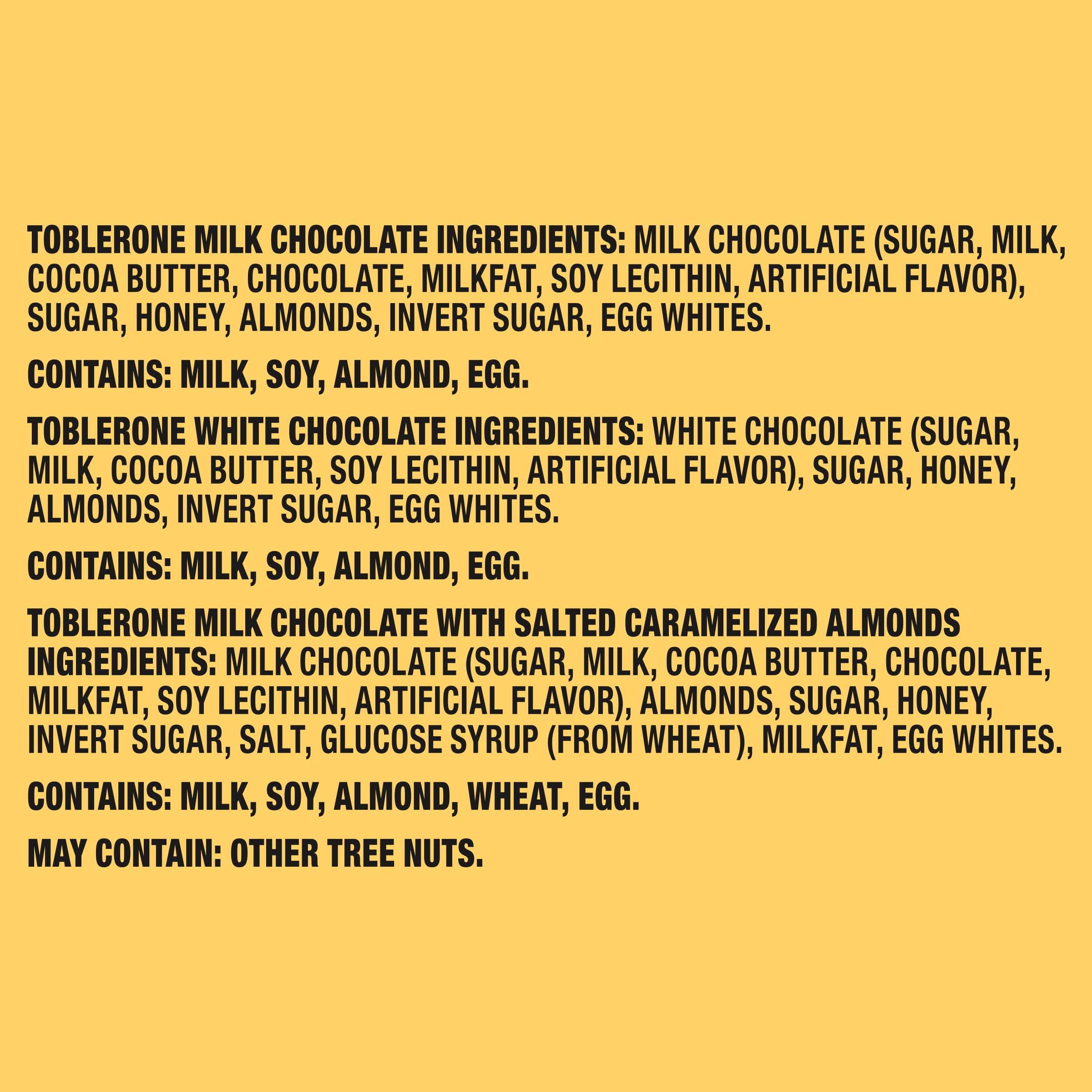 Toblerone Toblerone Chocolate Gift Box (Milk Chocolate, White Chocolate, & Milk Chocolate with Salted Caramelized Almonds Chocolate Bars), Valentines Day Chocolate Candy, 9 - 3.52 oz Bars