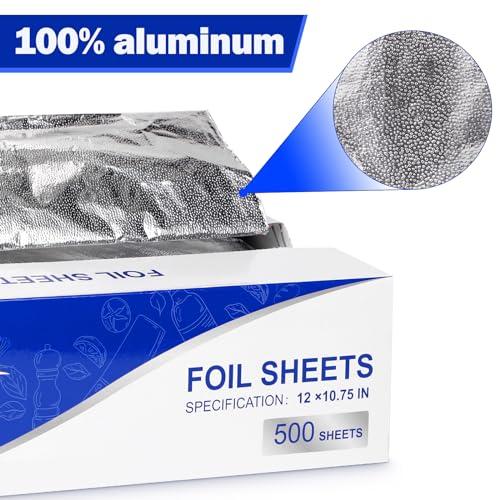 Alfolic Alfolic Aluminum Foil Sheets - 12\" x 10.75\" Pre Cut Tin Foil, Premium Aluminum Foil Wraps for Cooking, Storing Food - 500 Sheets