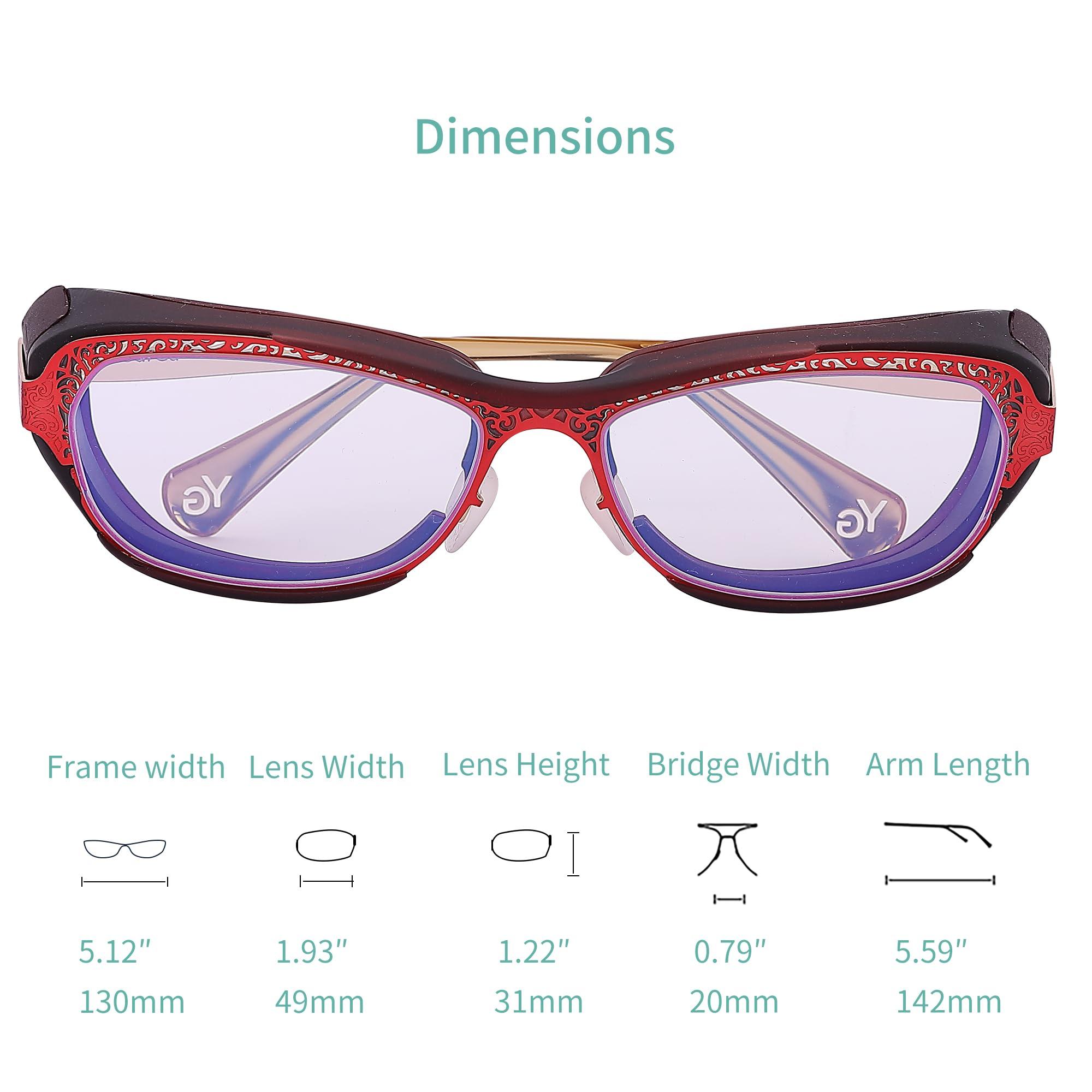 Yourga Yourga Moisture Chamber Glasses for Dry Eyes, Blue Light Blocking, Moisture Chamber Goggles with Stainless Steel Frame, Anti-Pollen, Aviod Allergens, Indoor or Outdoor for Men/Women(Red)