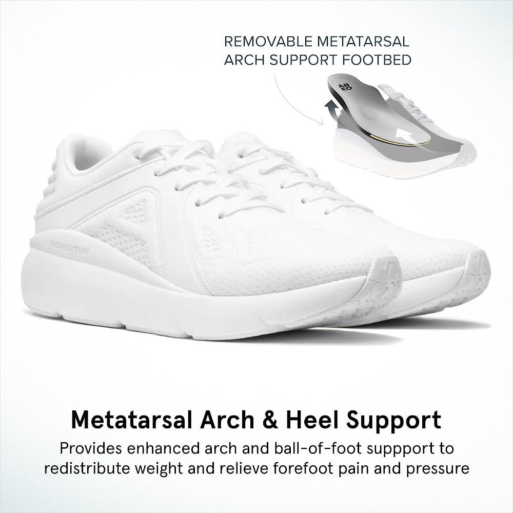 ABEO ABEO MXV Shift Womens Metatarsal Footbed Walking Shoes | Ideal for Metatarsalgia | Ball of Foot Pain Relief | Removable Orthotic Metatarsal Pad Bright White 10 Medium