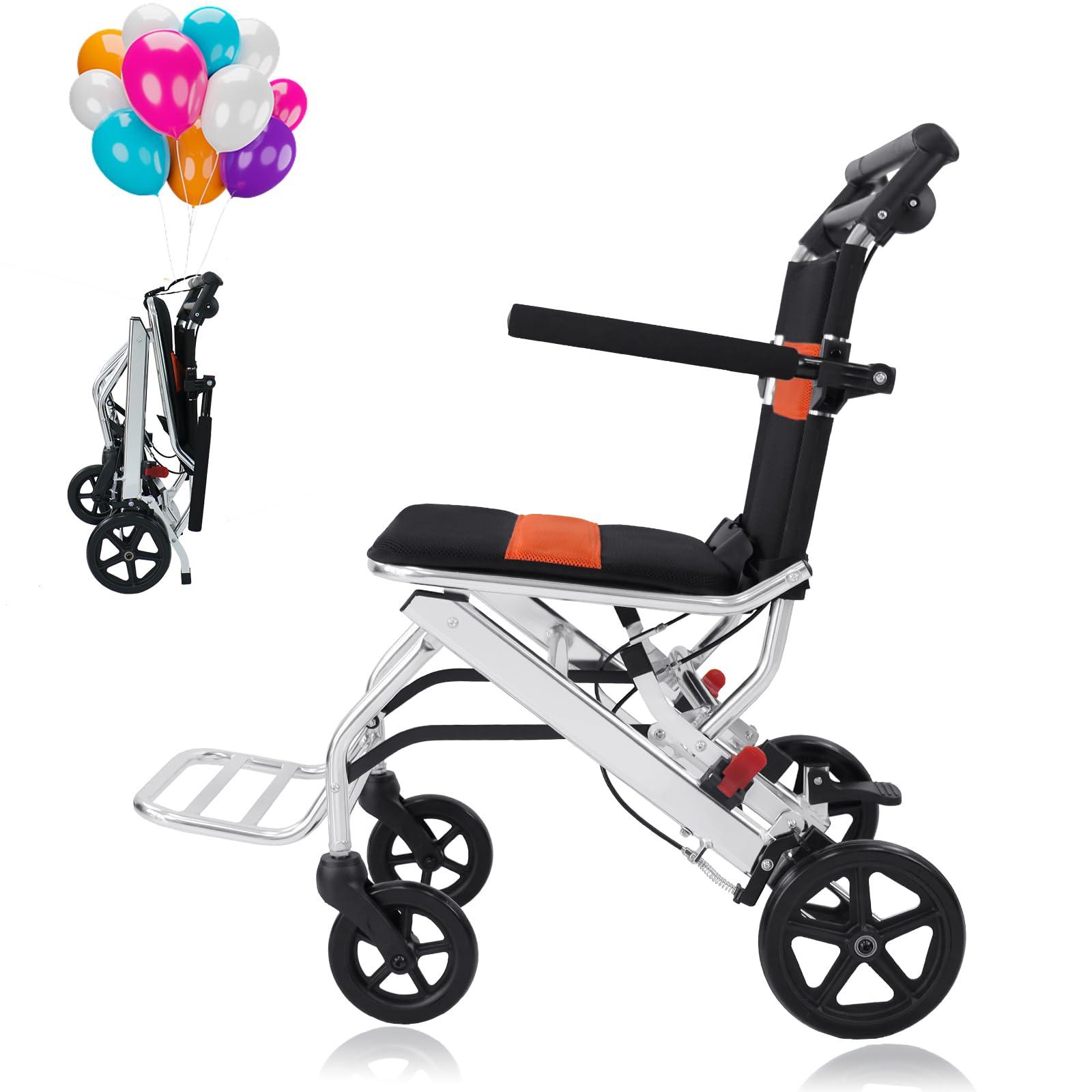 urge medical Portable Folding Wheelchair, Travel Wheelchair with handbrake, Ultra-Light Wheelchair for The Elderly and Children (with Bag)…