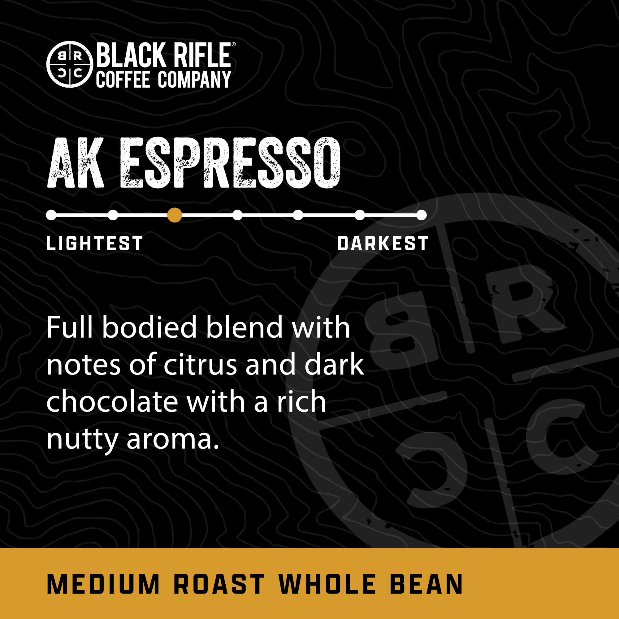 Black Rifle Coffee Company Black Rifle Coffee Company, AK-47 Espresso,100% Arabica Coffee,Colombian Supremo Roasted Dark, Whole Bean 12 oz Bag