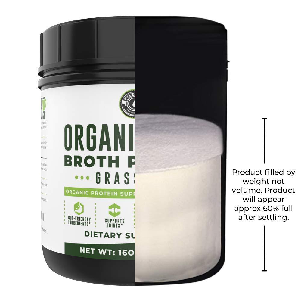 Left Coast Performance 16oz Organic Bone Broth Protein Powder From Grass Fed Beef - USDA Certified Organic, Single Ingredient, Rich in Collagen, Glucosamine, No Additives, Perfect for Carnivore, Paleo, and Keto Diets