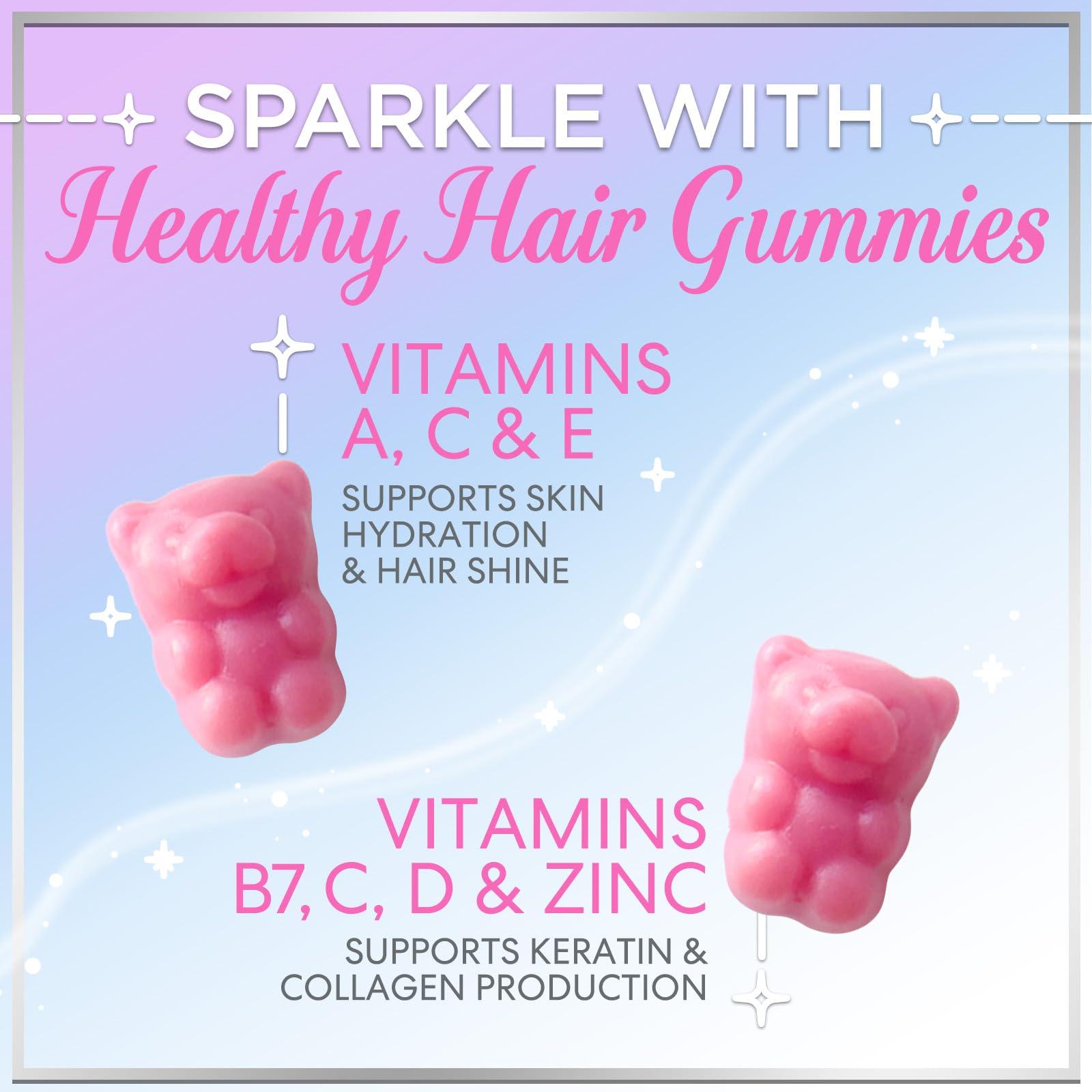 Hello Lovely! Hello Lovely! Hair Vitamins Gummy with Biotin 5000 mcg Vitamin E & C Support Hair Growth, Premium Vegetarian Non-GMO, for Stronger Beautiful Hair, Skin & Nails Supplement - 60 Bear Gummies