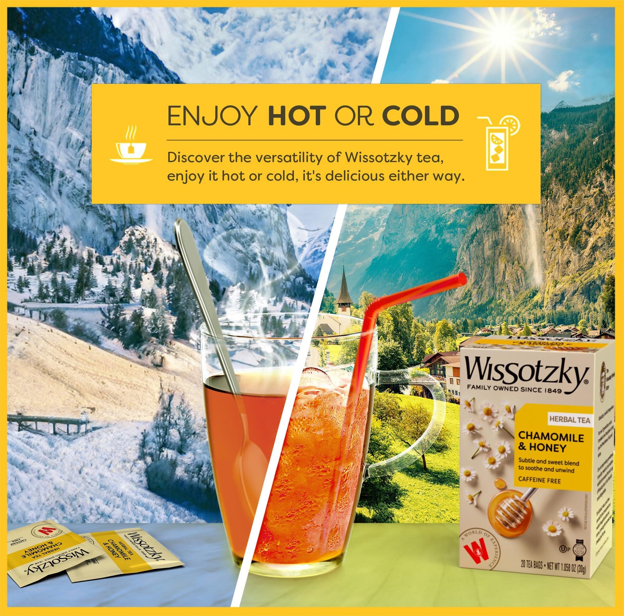 Wissotzky Wissotzky Chamomile & Honey Herbal Tea, (6 Pack - 120 Tea Bags) | Soothing Blend | Caffeine Free Tea | Relaxation