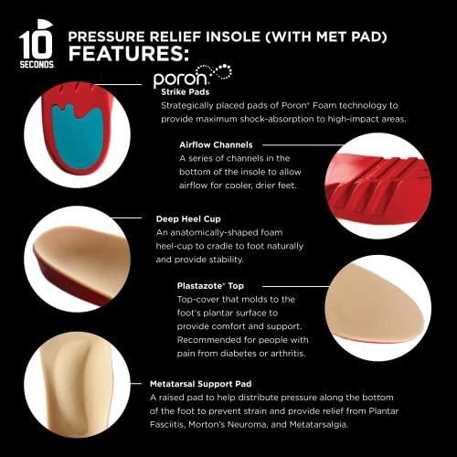 10 Seconds 10 Seconds 3030 Pressure Relief with Metatarsal Pad Insoles, Moderate Arch Firmness, Low Arch, Provides Relief from Plantar Fasciatis, Mortons Nuroma and Diabetes Pain. (M 5/5.5, W 6.5/7)