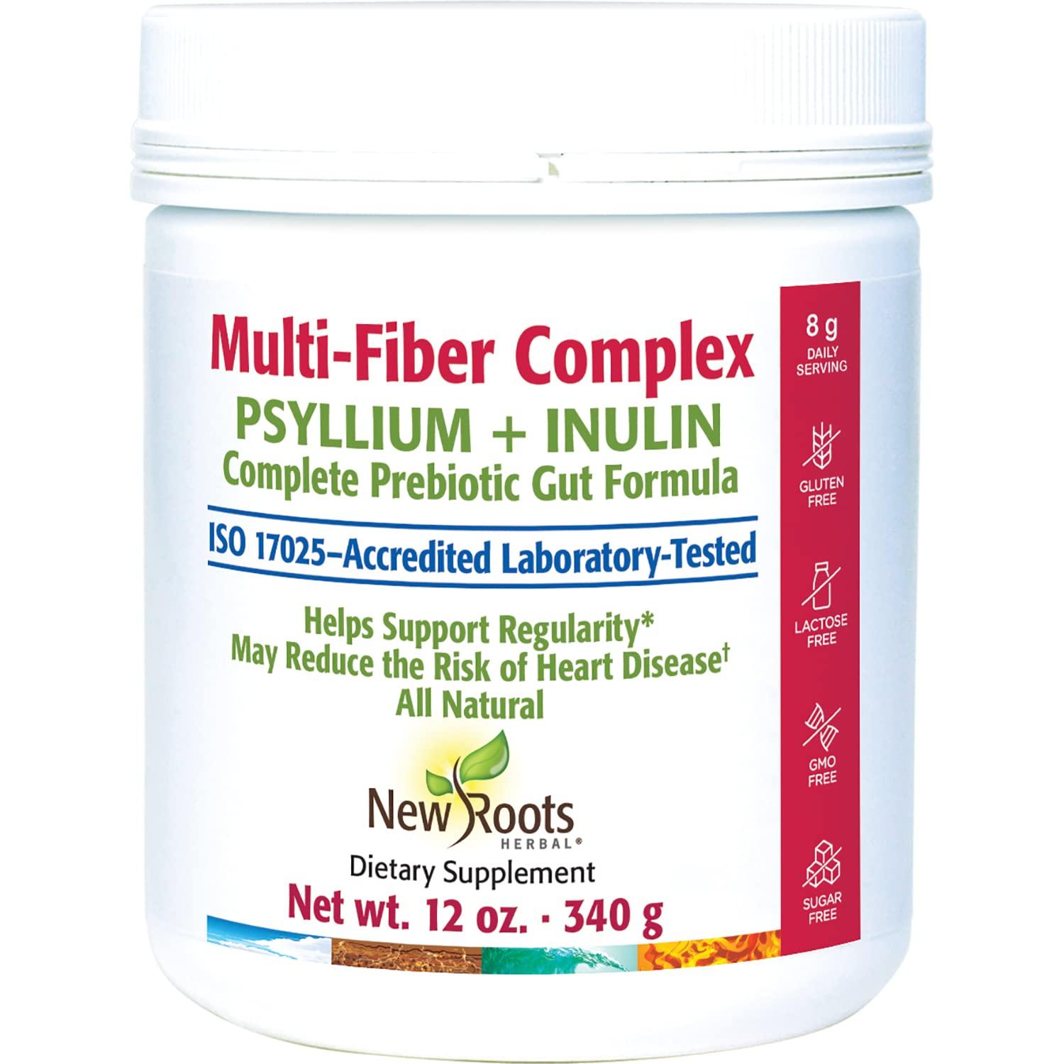 NEW ROOTS HERBAL New Roots | Prebiotic Fiber Powder with Psyllium Husk and Inulin (from Chicory Root)| Multi-Fiber Prebiotic Supplement Supports Gut and Digestive Health, Unflavored 12 oz (340 g)
