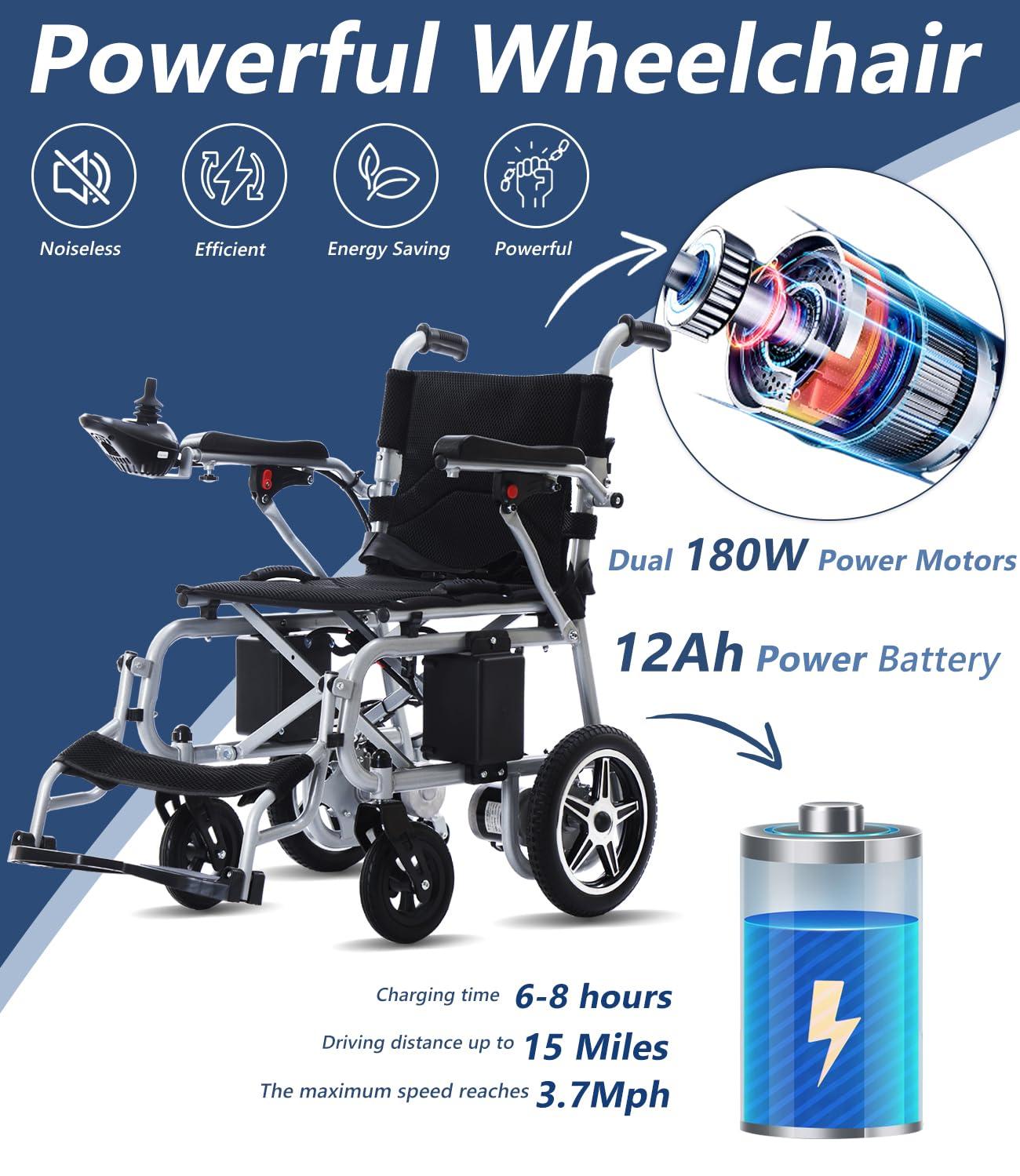 Broobey Broobey Lightweight Electric Wheelchair Portable Folding Transport Power Wheelchair- Travel Size - Airline Approved - User Friendly