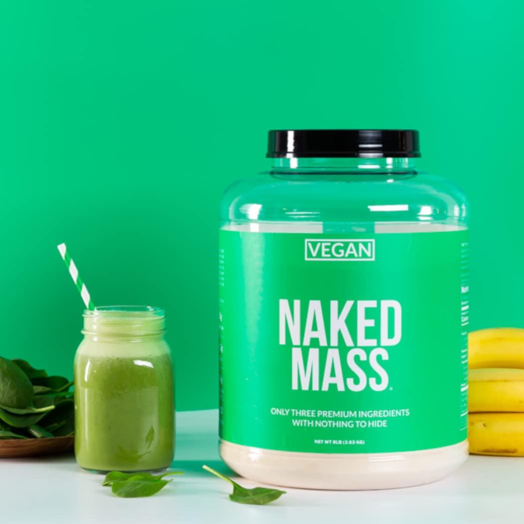 NAKED nutrition NAKED Vegan Mass - Natural Vegan Weight Gainer Protein Powder - 8Lb Bulk, GMO Free, Gluten Free, Soy Free & Dairy Free. No Artificial Ingredients - 1,230 Calories - 11 Servings