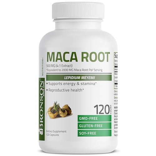 Bronson Bronson Maca Root (from 500mg 4:1 Extract Equivalent to 2000mg per Serving), Lepidium Meyenii - Non-GMO, 120 Vegetarian Capsules