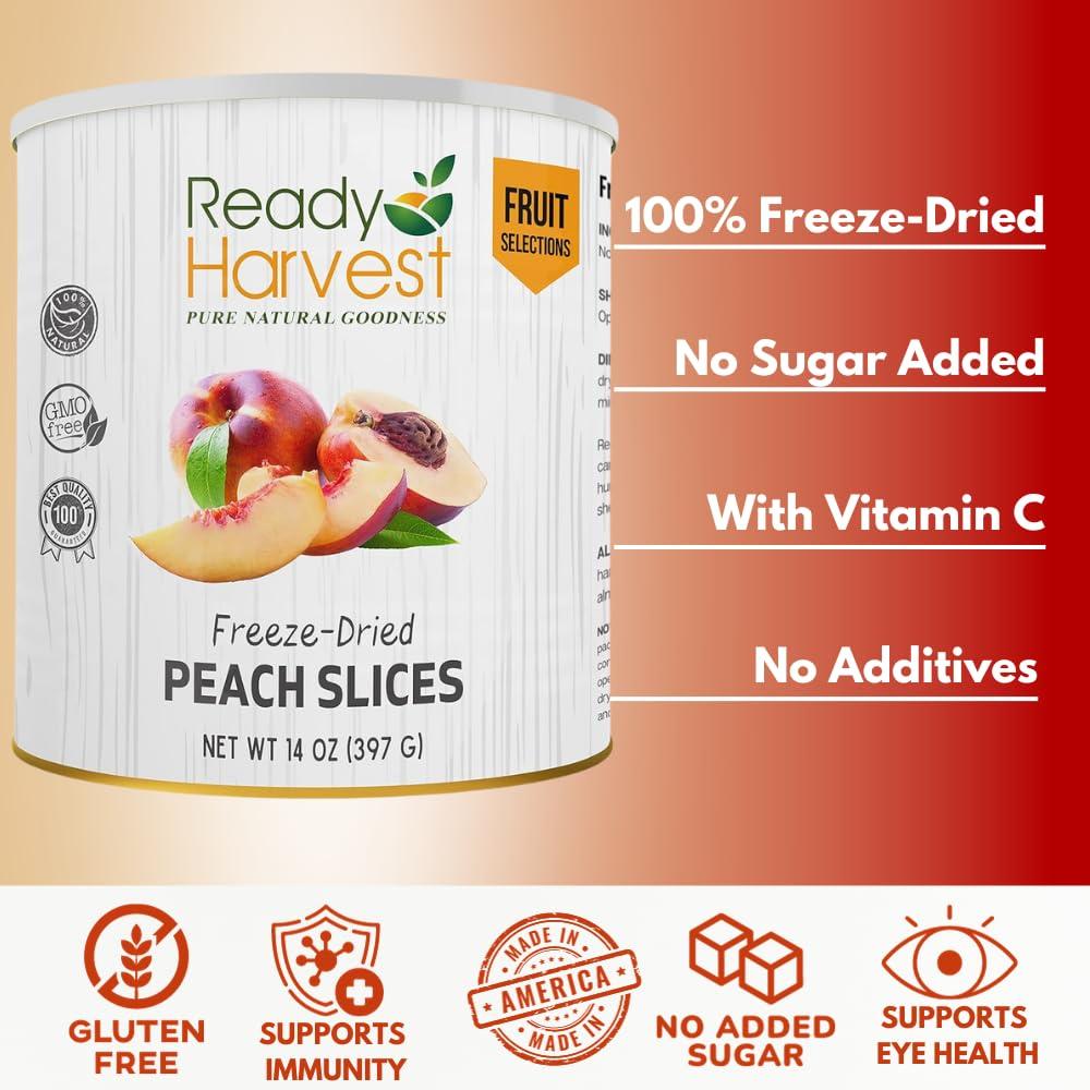 Ready Harvest Ready Harvest Freeze Dried Peaches Freeze Dried Fruit, Freeze Dried Food Gluten Free Snacks, Fruit Snacks, Canned Food, Bug Out Bag Camping Essentials, Veggie Snacks #10 Can, 25-year shelf life 397g