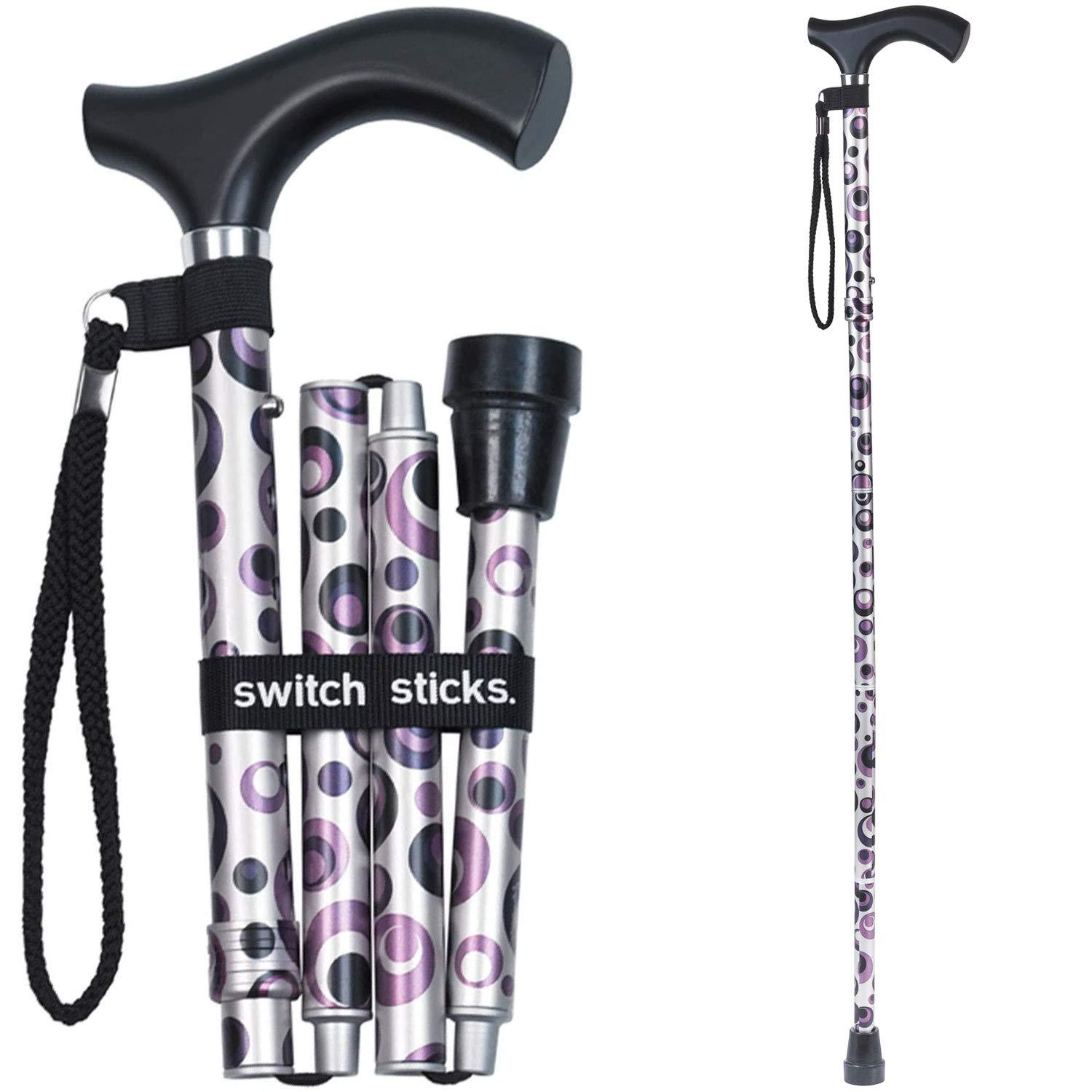 Switch Sticks Switch Sticks Walking Cane for Men or Women, Foldable and Adjustable from 32-37 Inches, FSA and HSA Eligible, Storm