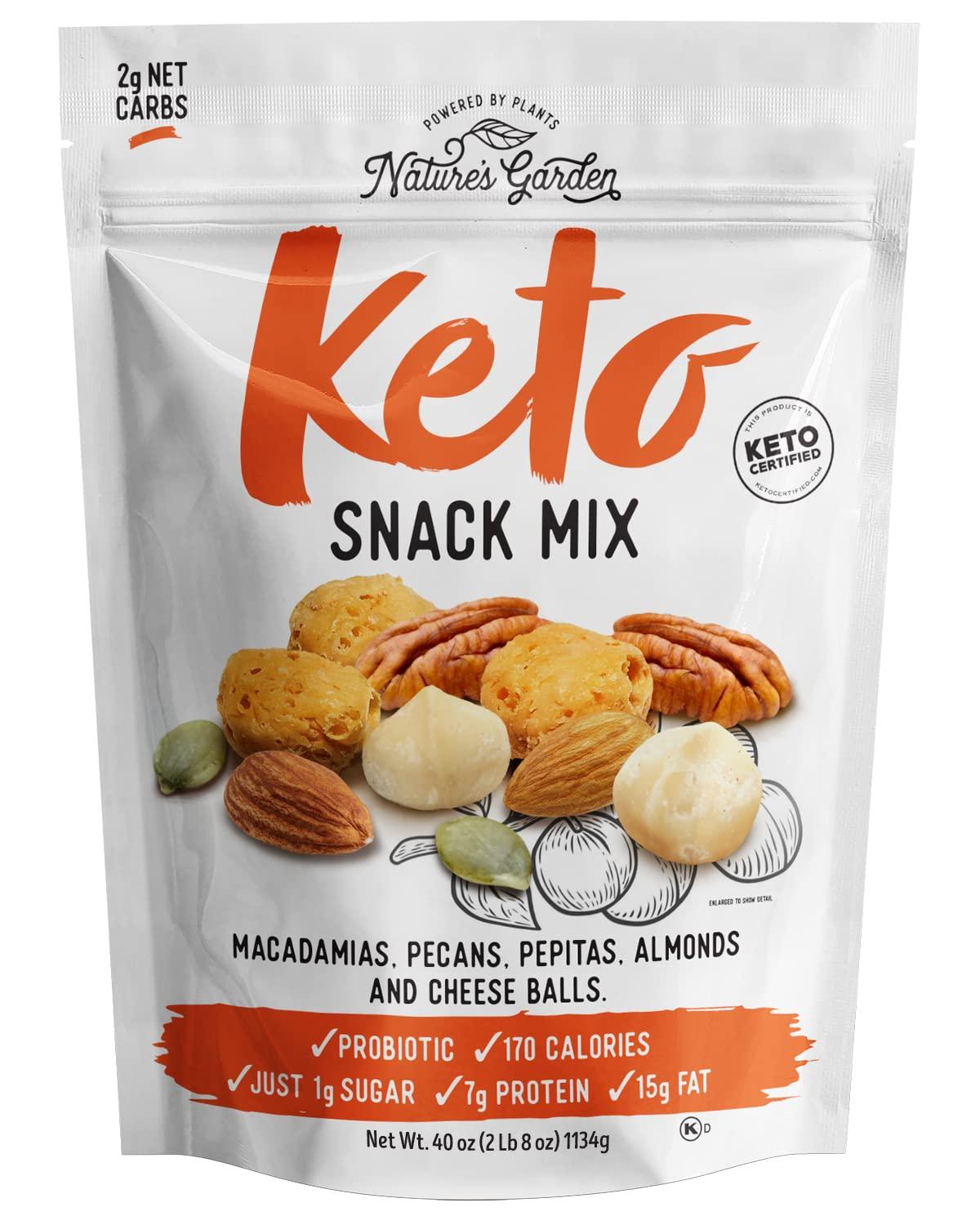 Nature's Garden Nature’s Garden Keto Snack Mix - Probiotic Cheese Balls, Crunchy Keto Snack, Keto Snack Mix, Low Carb, All Natural, Heart Healthy Nuts – 40 Oz Bag (Pack of 1)