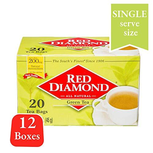 Red Diamond Red Diamond Green Tea Bags, Single Serving Iced Green Tea or Hot Green Tea, Heart Healthy Antioxidants, 20 Count (Pack of 12)