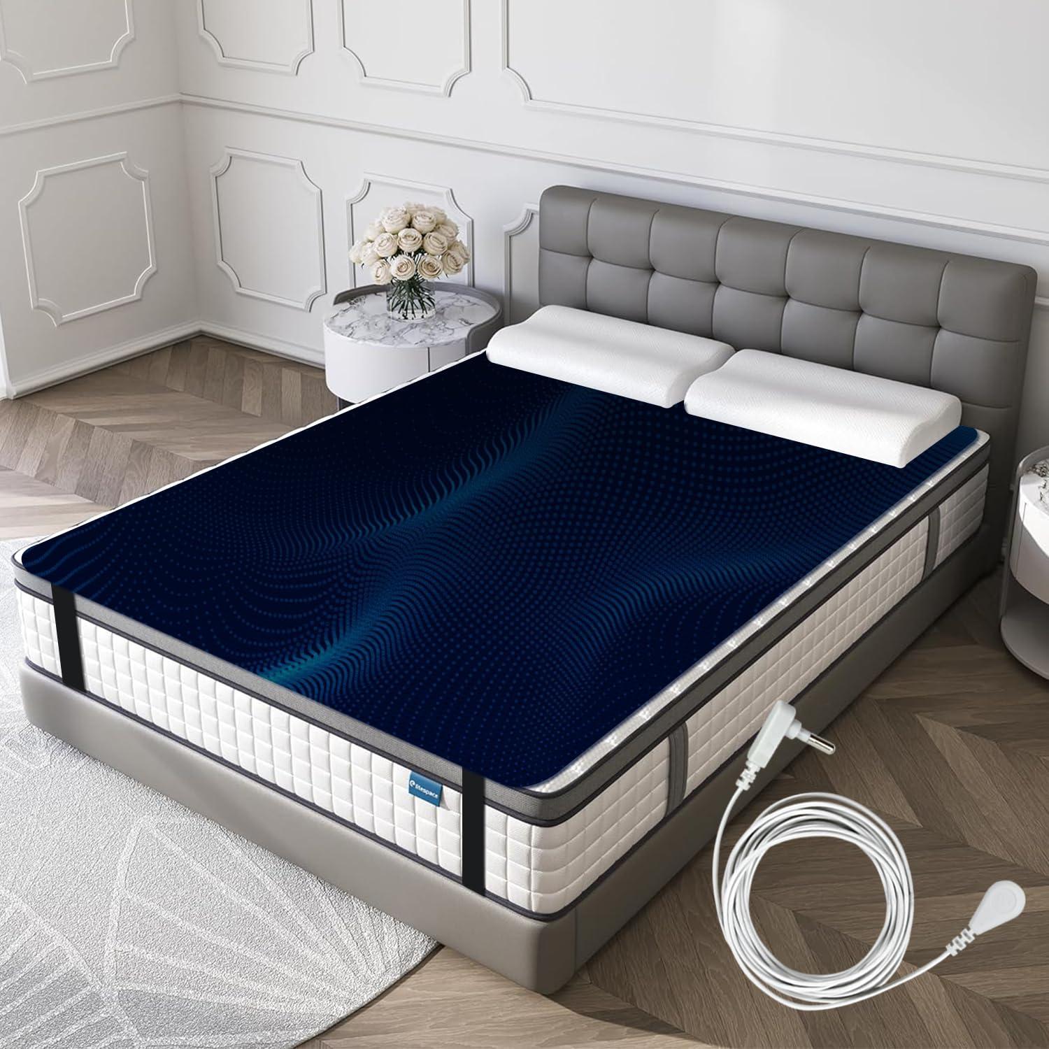 NeatEarthing Grounding Mat, Grounding Sleep Mat 54x 71 Perforated Design 100% Conductive Carbon Leatherette Grounding Mats, Fits for Full Size