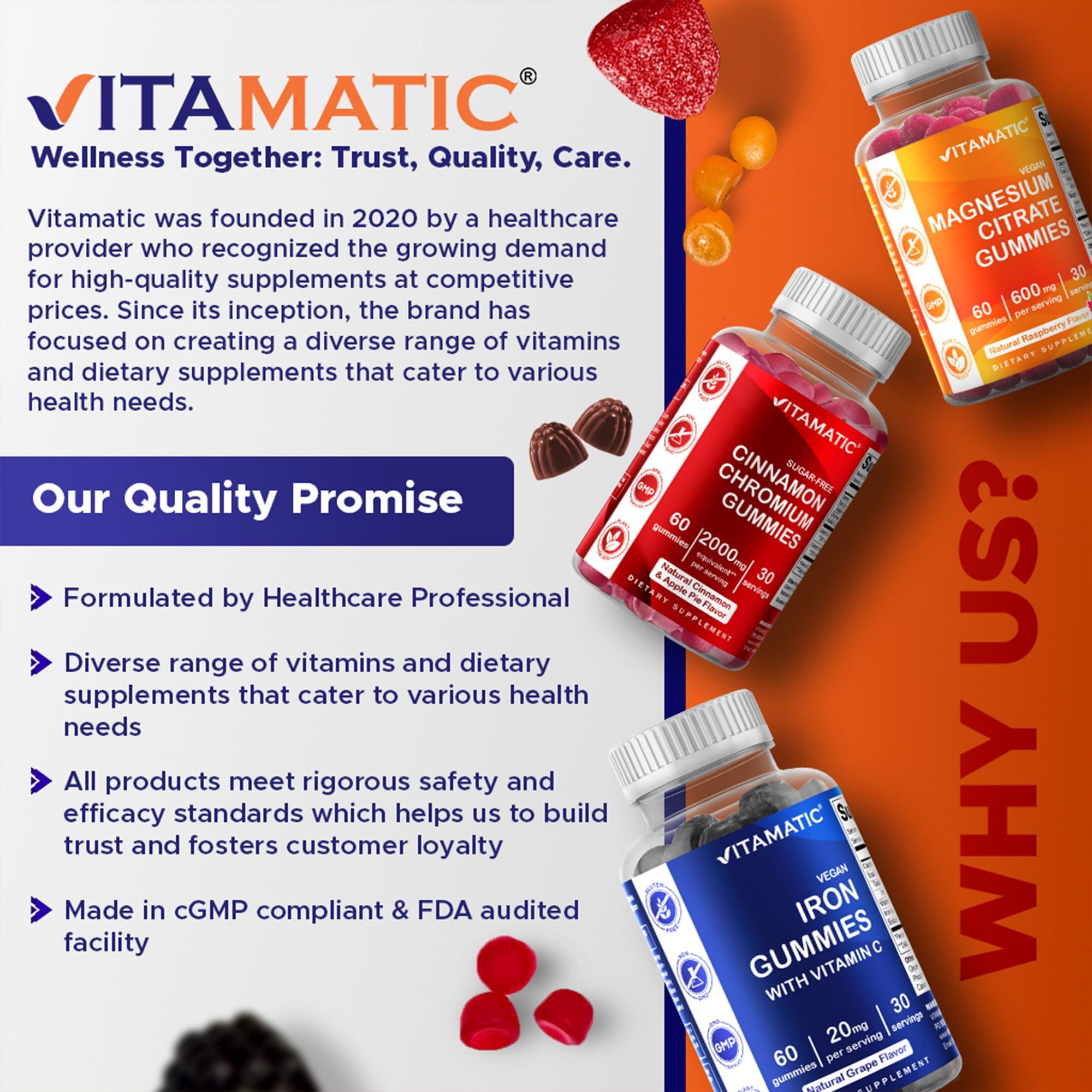 Vitamatic Vitamatic 2 Packs Vitamin B6 100mg - Strawberry Flavor - 60 Pectin Based Gummies - Supports Nervous System