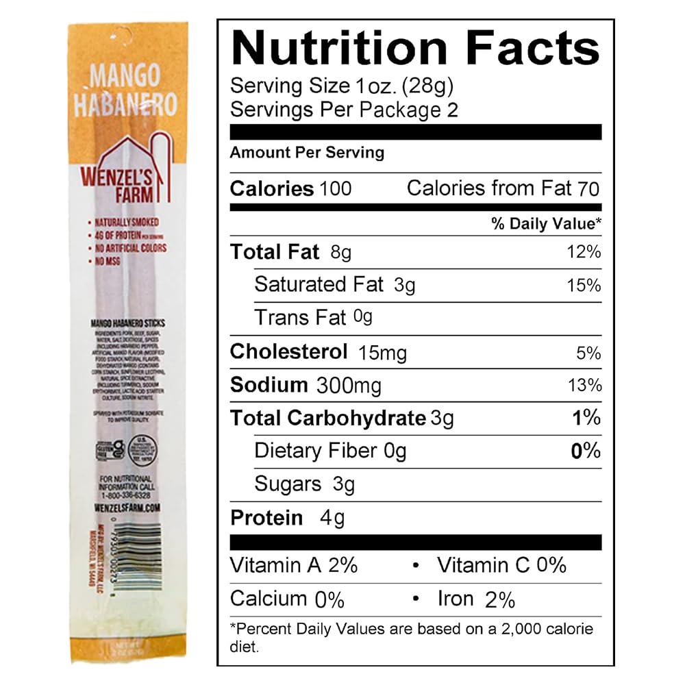 Wenzel\'s Farm Wenzels Farm Variety Snack Sticks Supports Active Lifestyles Flavorful, Natural Smoked High Protein, Low Carb No MSG, Fillers, Binders, Artificial Colors Gluten Free | 16 sticks (8 packs of 2) | Spicy Variety Pack