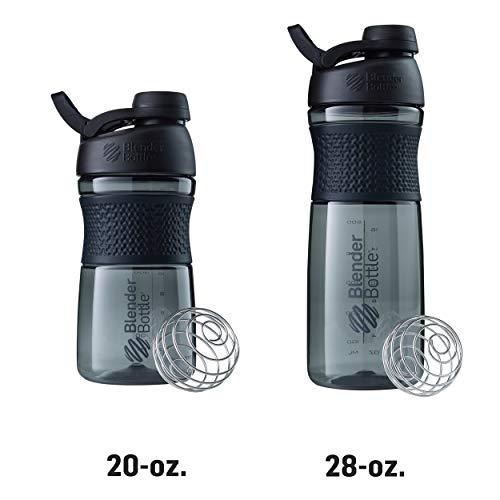 BlenderBottle BlenderBottle SportMixer Shaker Bottle Perfect for Protein Shakes and Pre Workout, 28-Ounce, Black