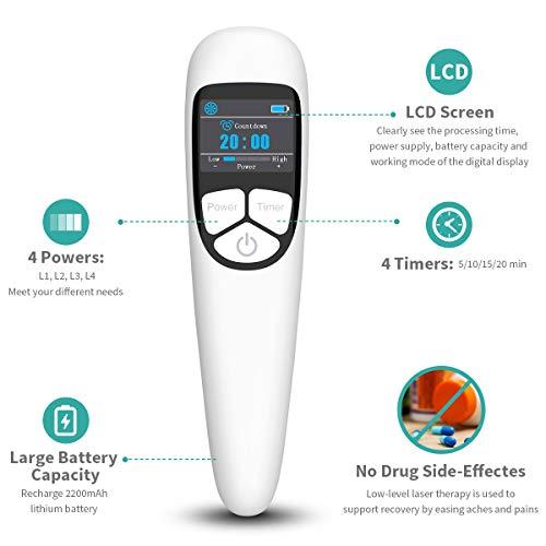 YOUICHIC Handheld Cold Laser Therapy Device with LED Display, Low Level Red Light Therapy for Dog Human Pain Relief Joint and Muscle, Body Back Shoulder Knee Pain, 4 Power & 4 Timer