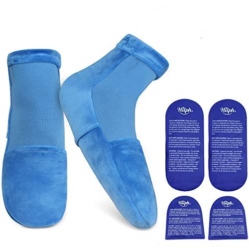 Hilph Hilph Cold Therapy Socks for Feet Pain Relief, Foot Ice Pack Cooling Socks with Reusable 4 Gel Ice Packs for Hot Feet, Neuropathy, Chemo, Plantar Fasciitis, Swelling, Post Partum Foot (Large)