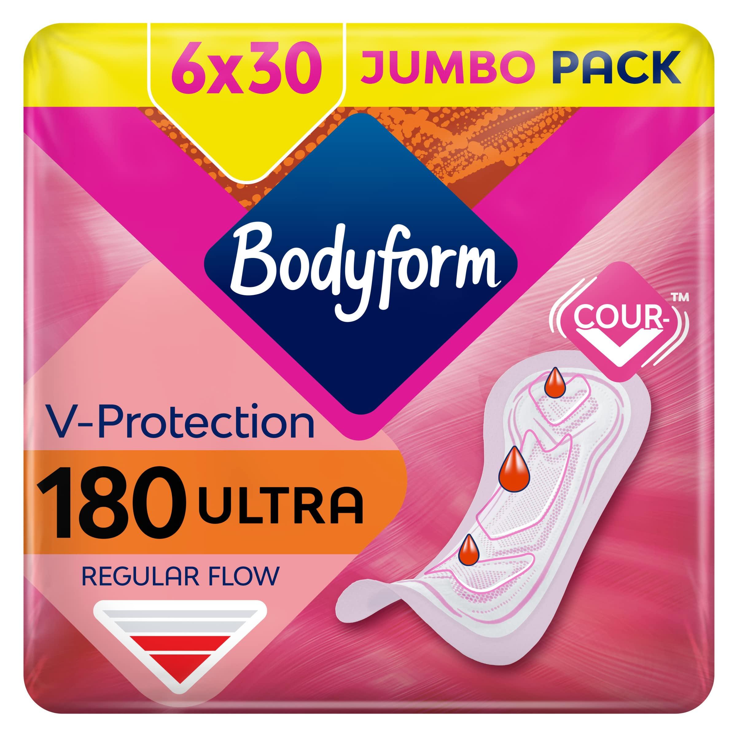 Bodyform Bodyform Ultra Normal Sanitary Towels, 192 (32 x 6 Packs) Period Pads, SecureFit Leakage Protection, Ultra-Breathable Top Layer