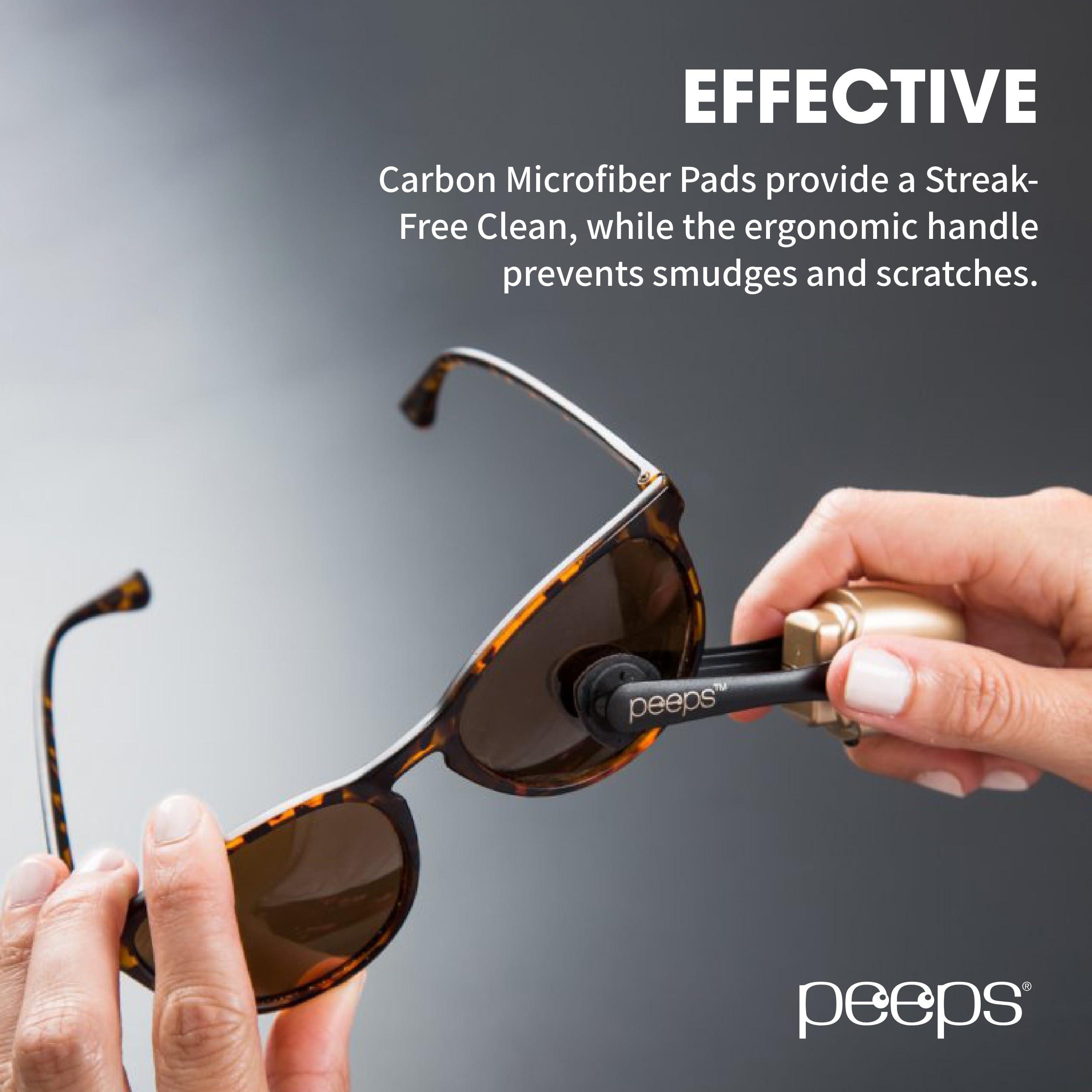 Peeps CarbonKlean Peeps Glasses Cleaner - for Eyeglasses, Reading Glasses, and More - Lens Cleaner with Carbon Microfiber Tech - Injected Green - 2 Count (Pack of 1)