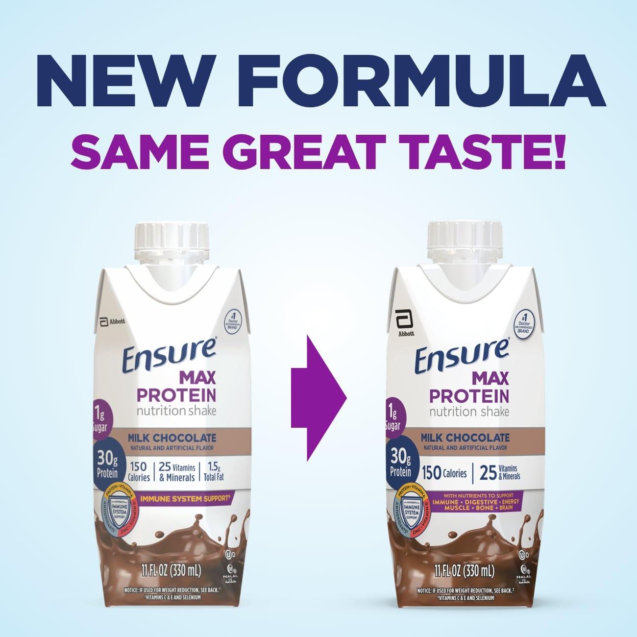 Ensure Ensure High Protein Nutritional Shake With Fiber, 16g Protein, Meal Replacement Shakes & Max Protein Nutrition Shake with 30g of Protein, 1g of Sugar, High Protein Shake