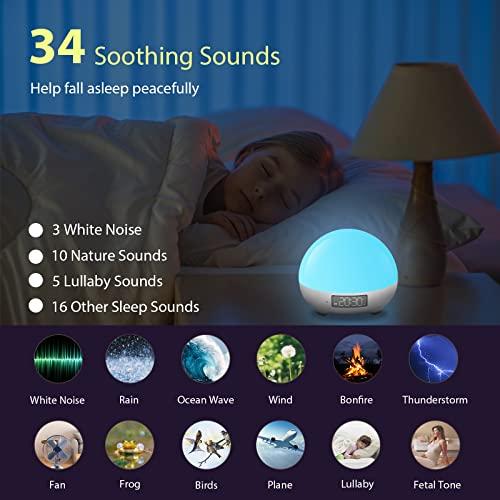 PANAMALAR Panamalar Smart Sound Machine 2 in 1 WiFi White Noise Machine with Night Light 16 Million Colors for Baby Adults Kids, 34 Soothing Sound Sleeping Maker with Baby Cry Detection/Alexa/App/Dimming/Timer